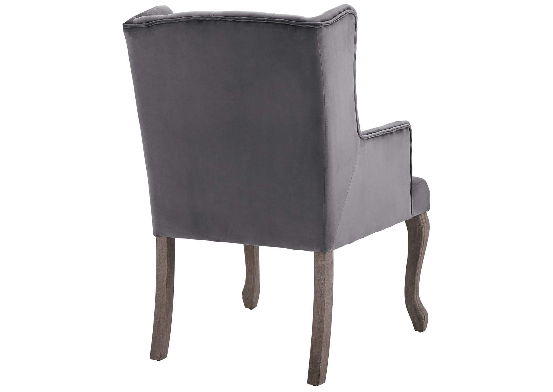 Gray Realm Arm Dining Chair Performance Velvet [Set of 2],Modway
