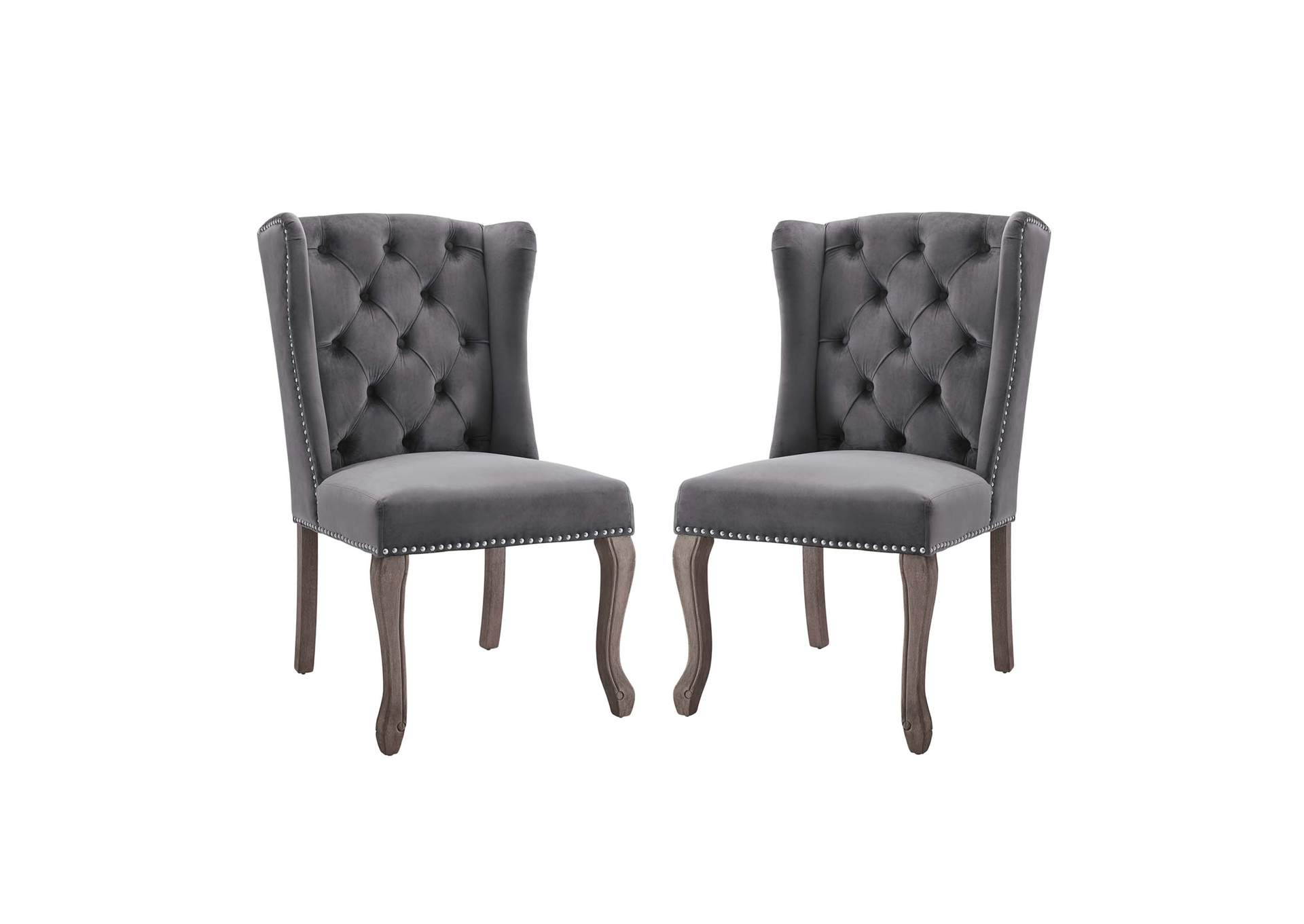 Gray Apprise Side Chair Performance Velvet [Set of 2],Modway