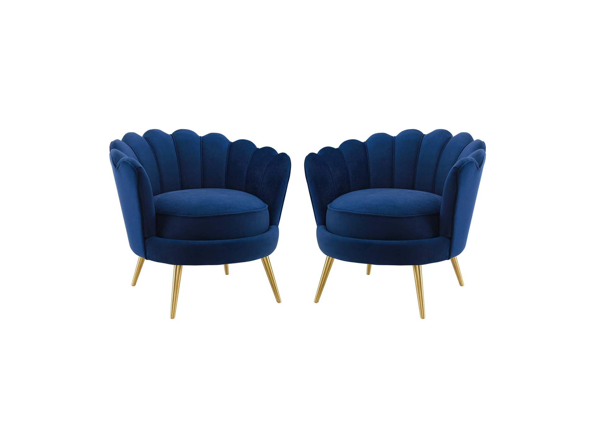 Navy Admire Accent Arm Chair Performance Velvet [Set of 2],Modway