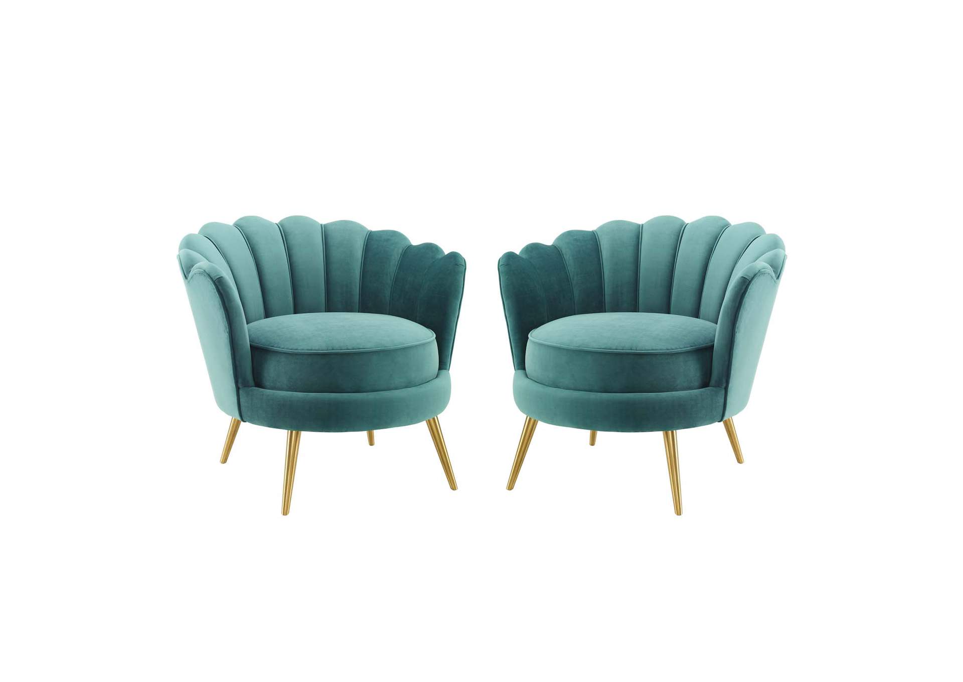 Teal Admire Accent Arm Chair Performance Velvet [Set of 2],Modway