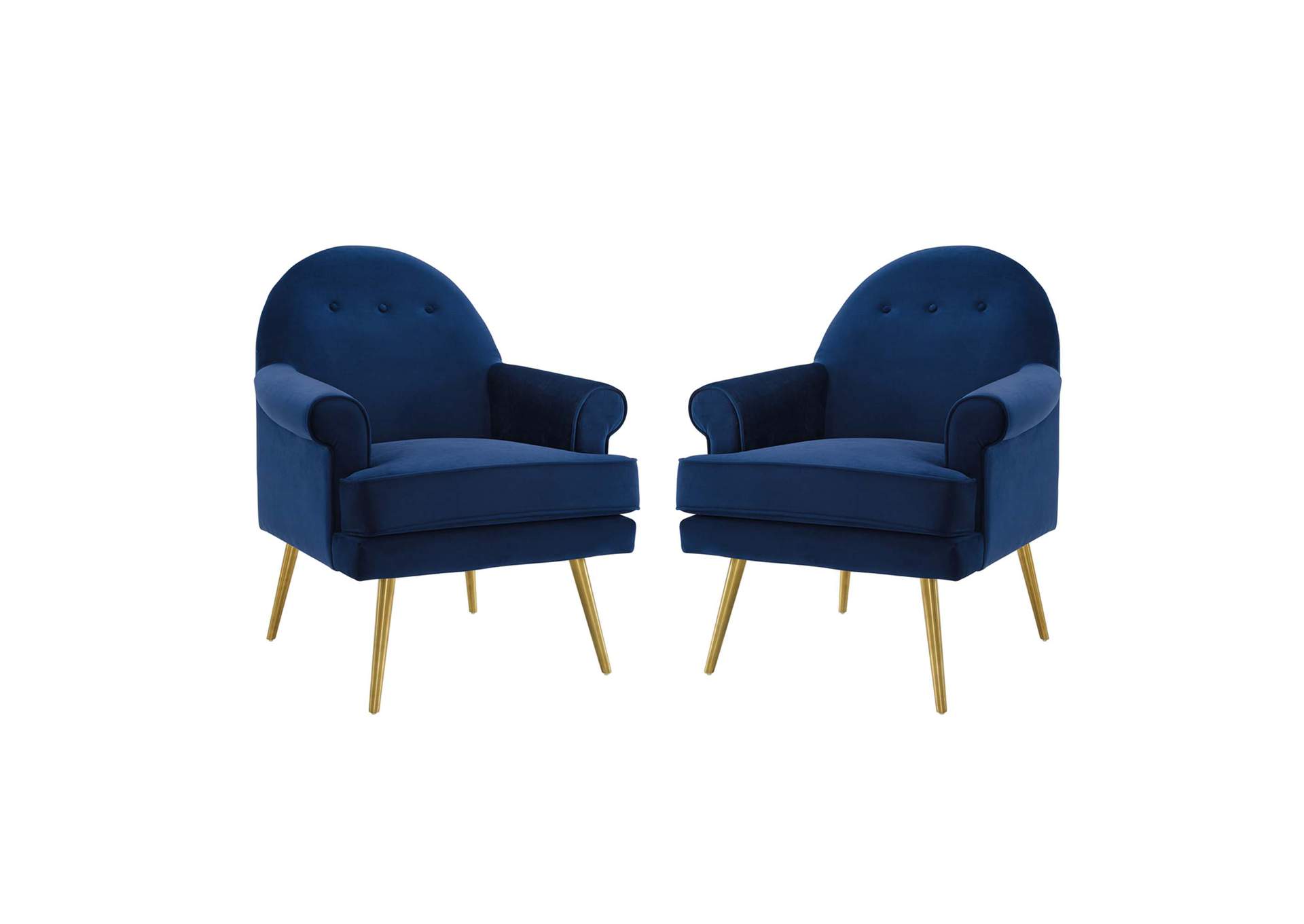 Navy Revive Arm Chair Performance Velvet [Set of 2],Modway