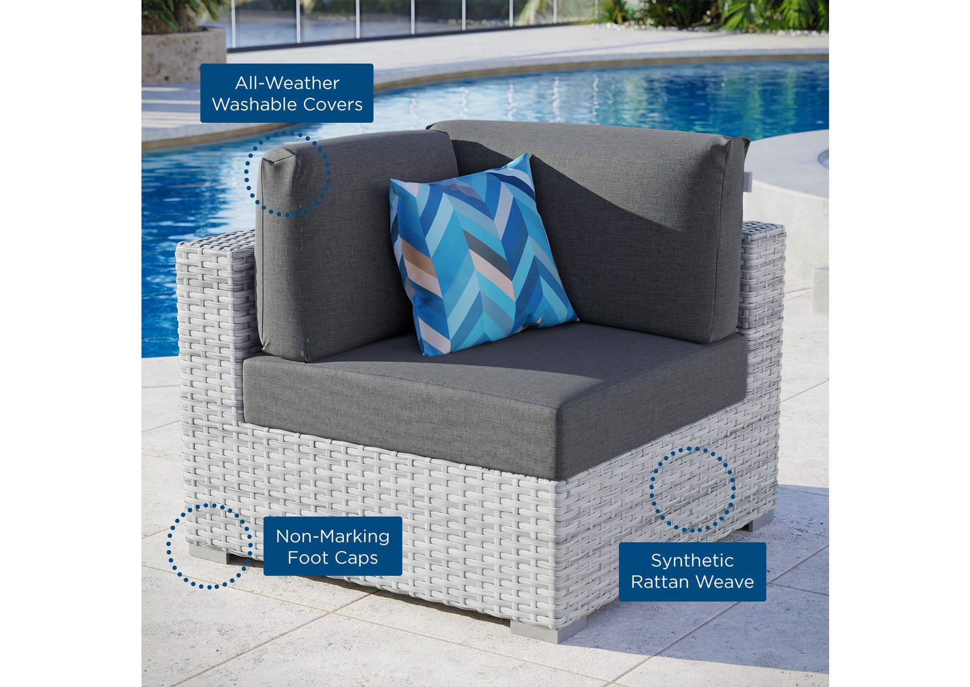 Convene Outdoor Patio Corner Chair,Modway