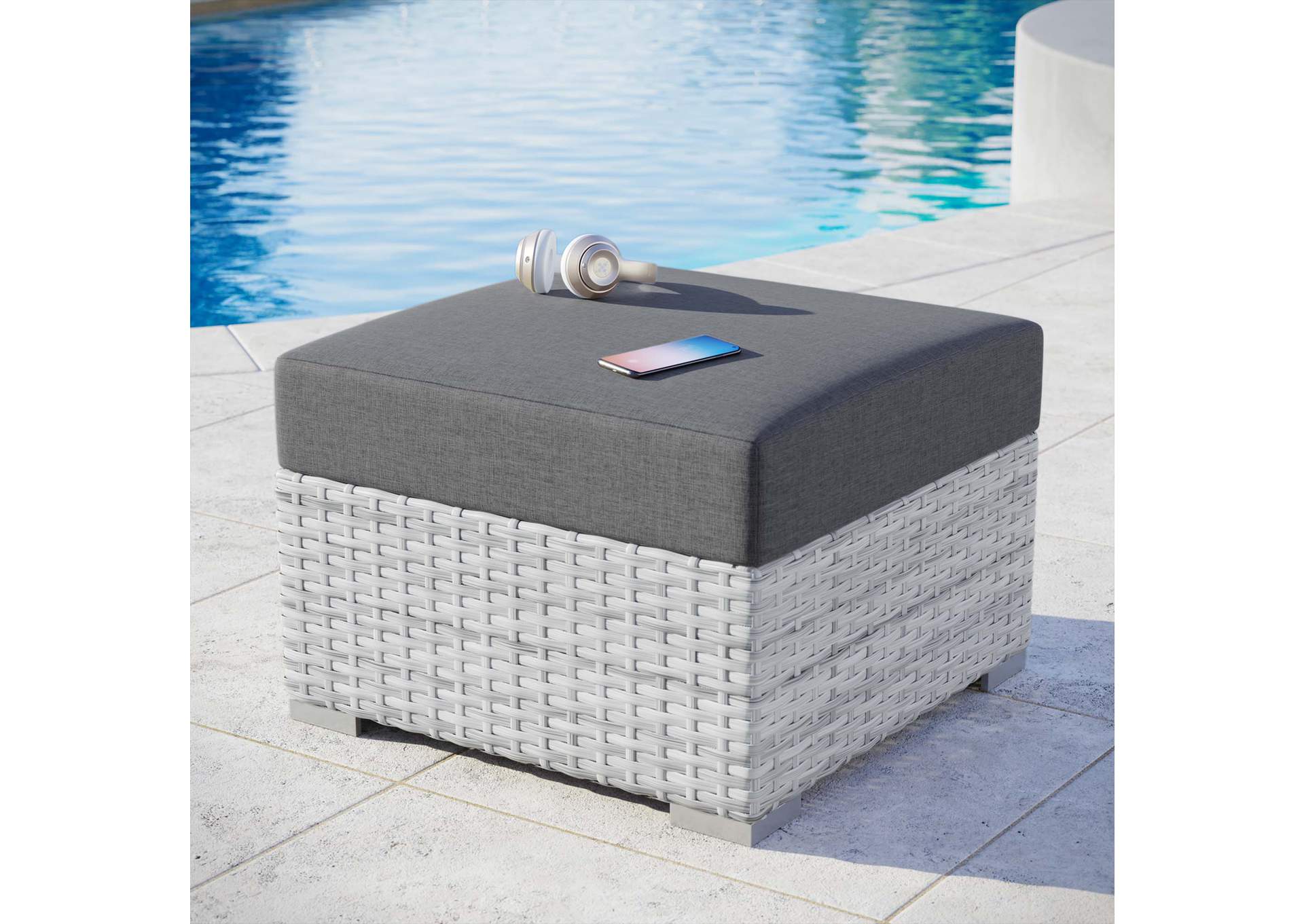 Convene Outdoor Patio Ottoman,Modway