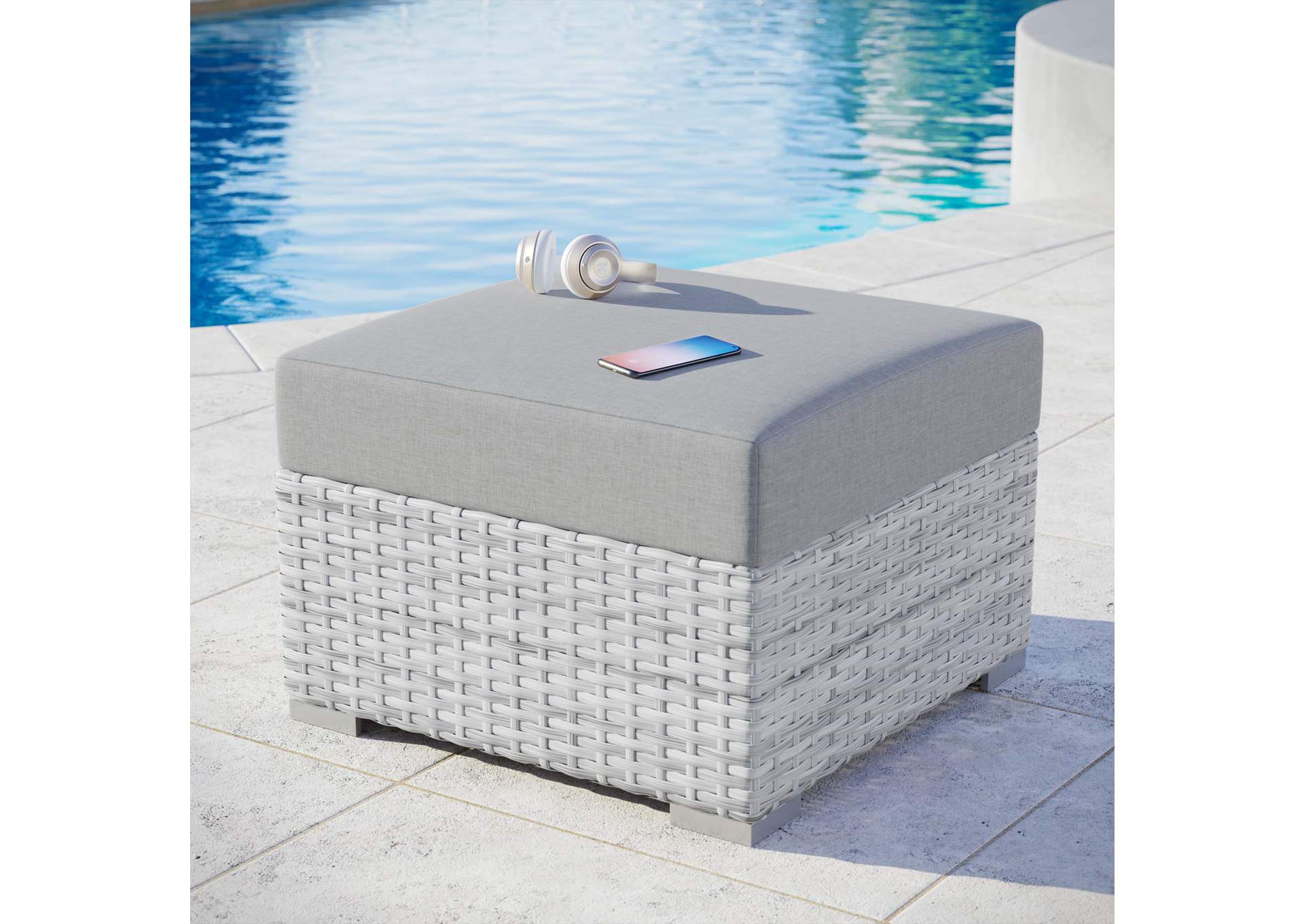 Convene Outdoor Patio Ottoman,Modway