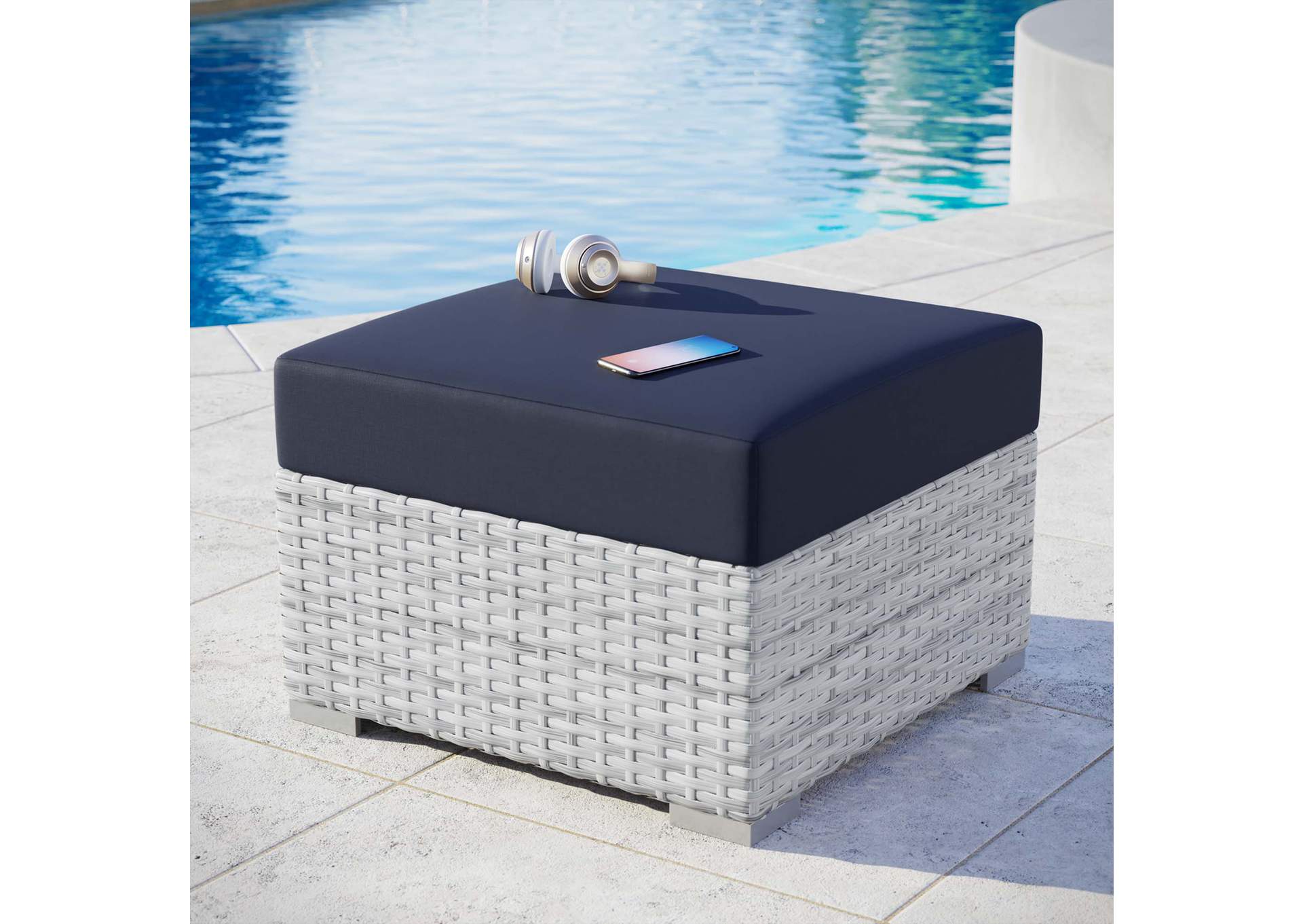 Convene Outdoor Patio Ottoman,Modway