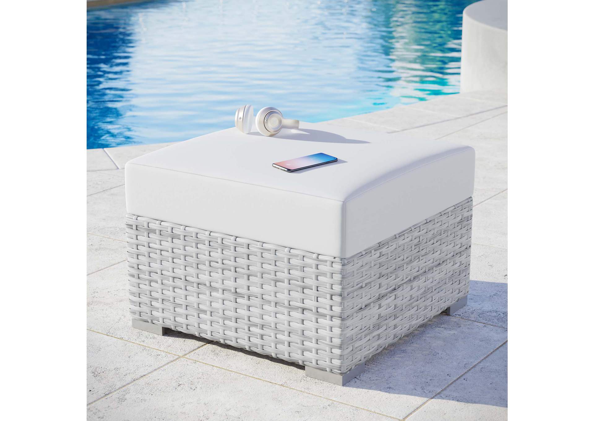 Convene Outdoor Patio Ottoman,Modway