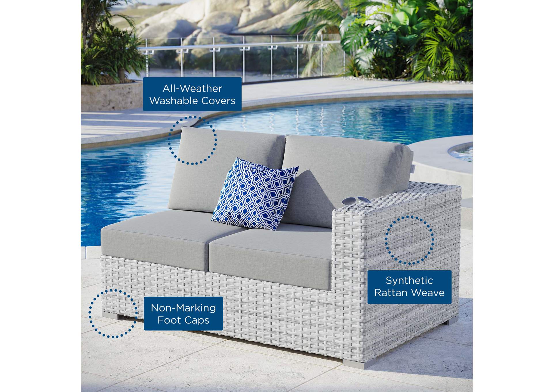 Convene Outdoor Patio Right-Arm Loveseat,Modway