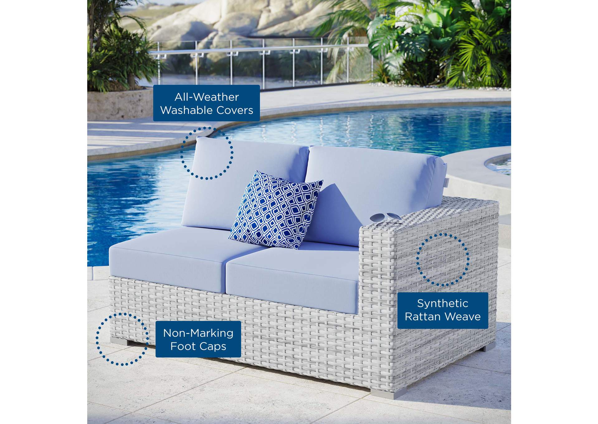 Convene Outdoor Patio Right-Arm Loveseat,Modway