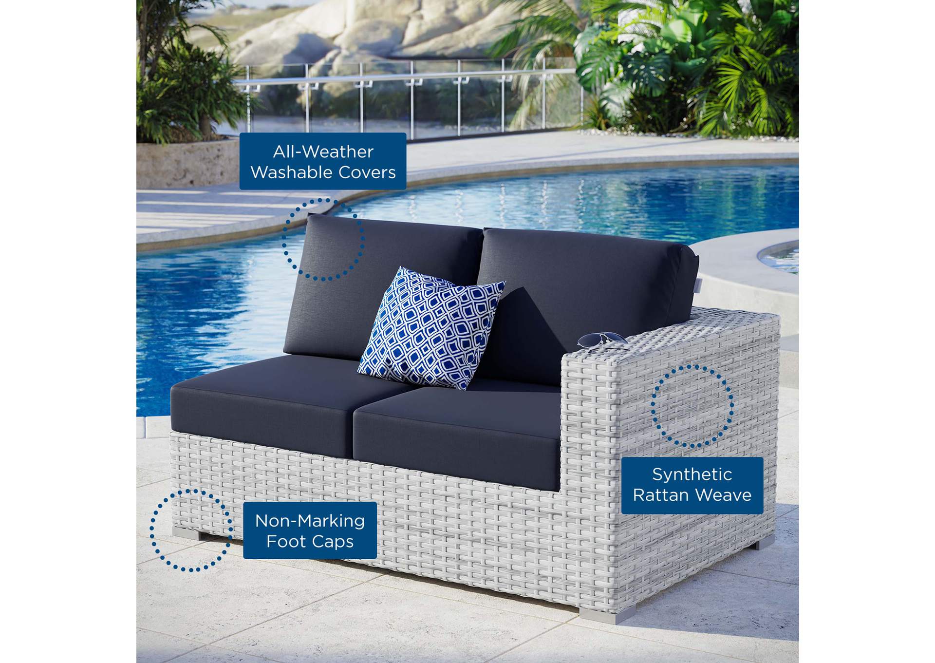 Convene Outdoor Patio Right-Arm Loveseat,Modway