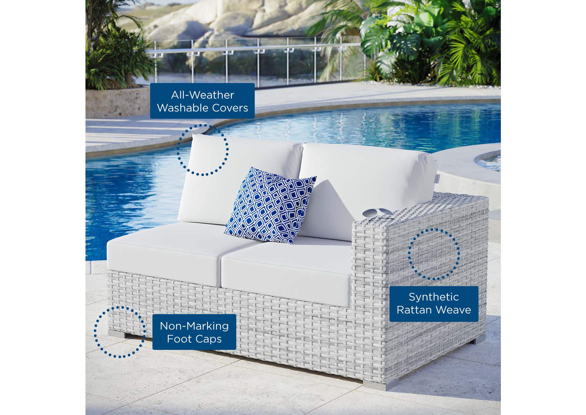 Convene Outdoor Patio Right-Arm Loveseat,Modway