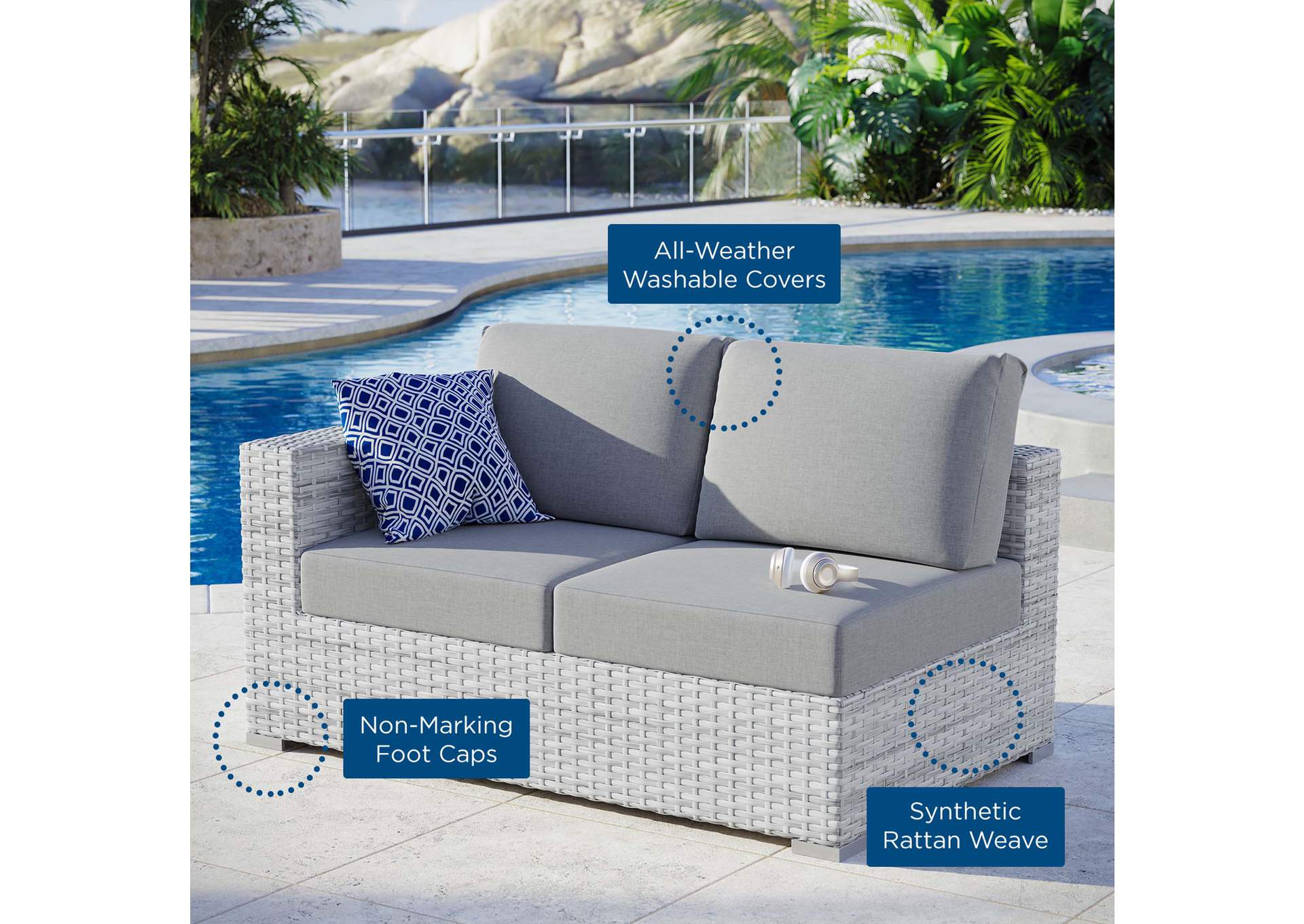 Convene Outdoor Patio Left-Arm Loveseat,Modway