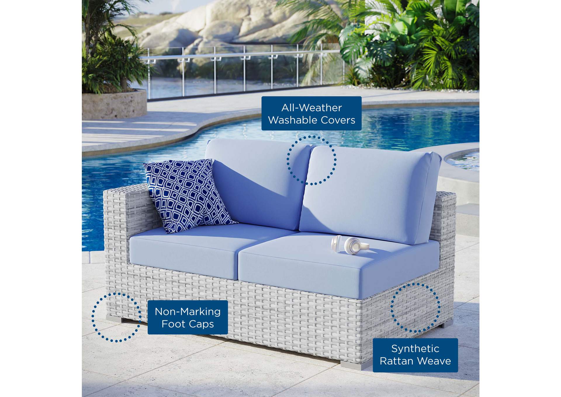 Convene Outdoor Patio Left-Arm Loveseat,Modway