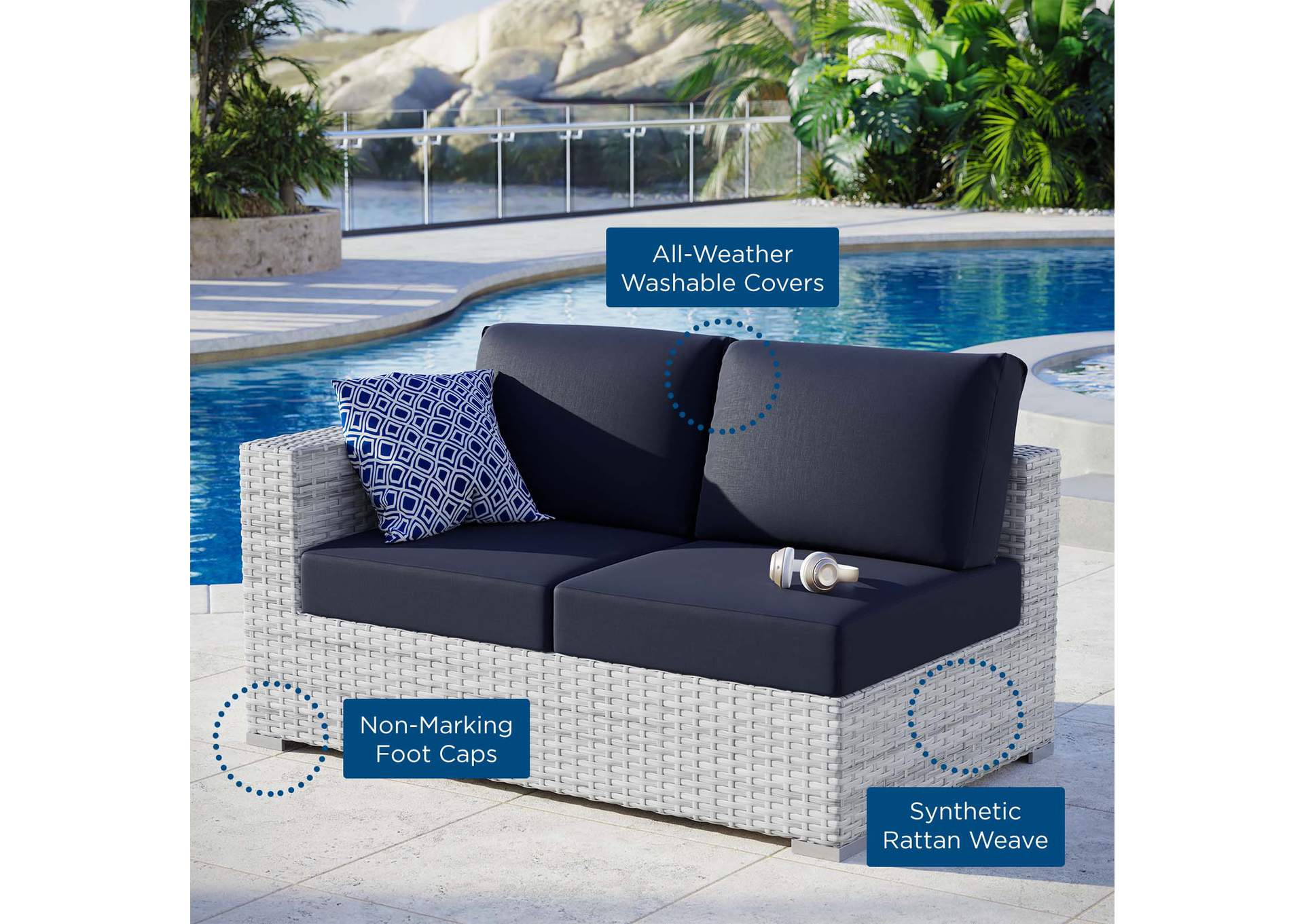 Convene Outdoor Patio Left-Arm Loveseat,Modway