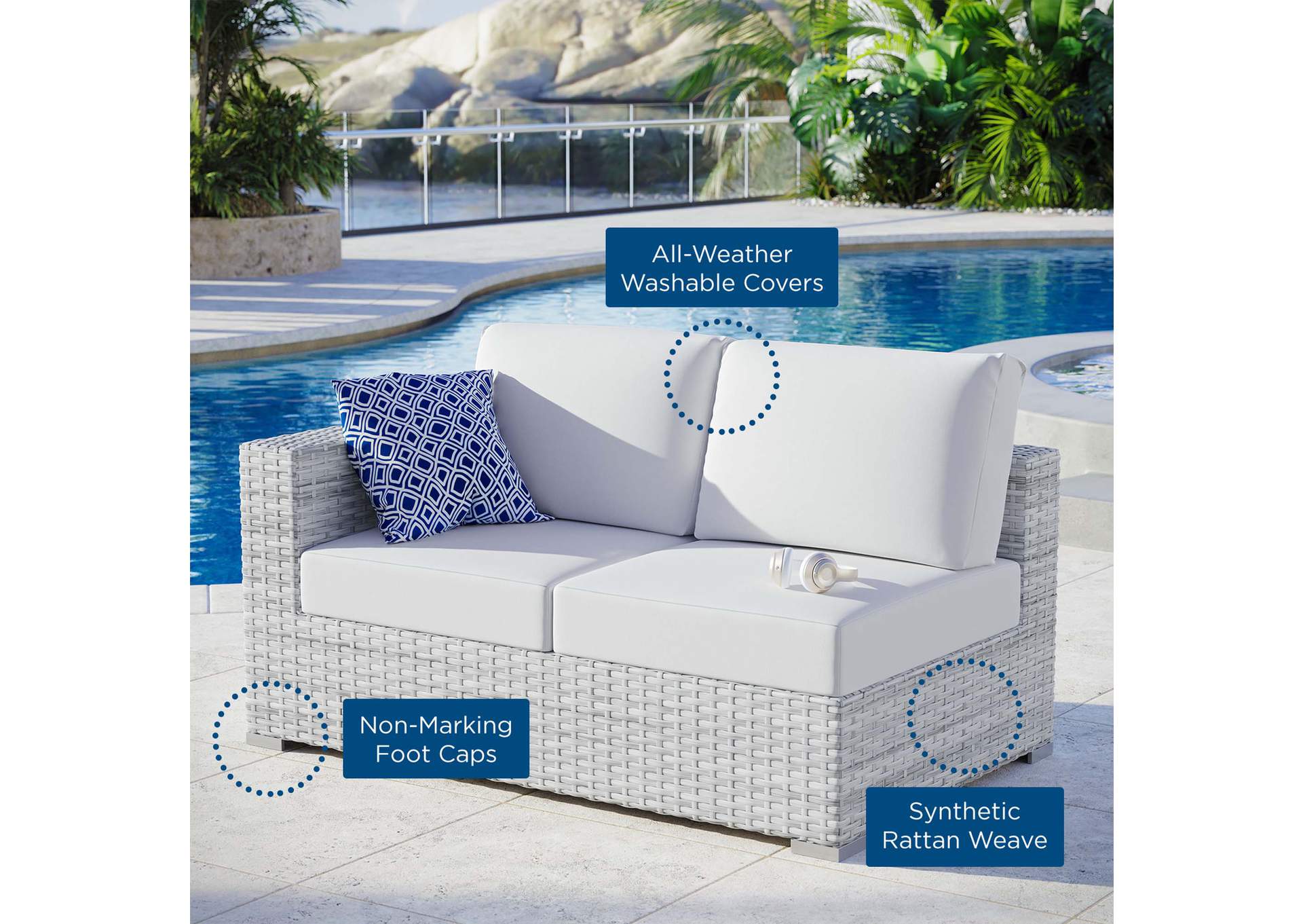 Convene Outdoor Patio Left-Arm Loveseat,Modway