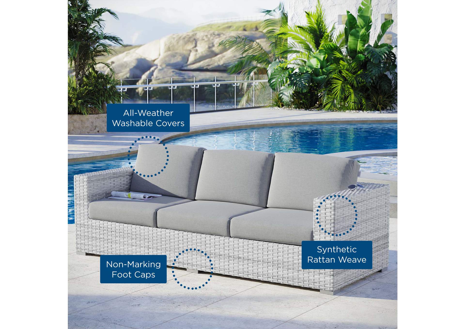 Convene Outdoor Patio Sofa,Modway