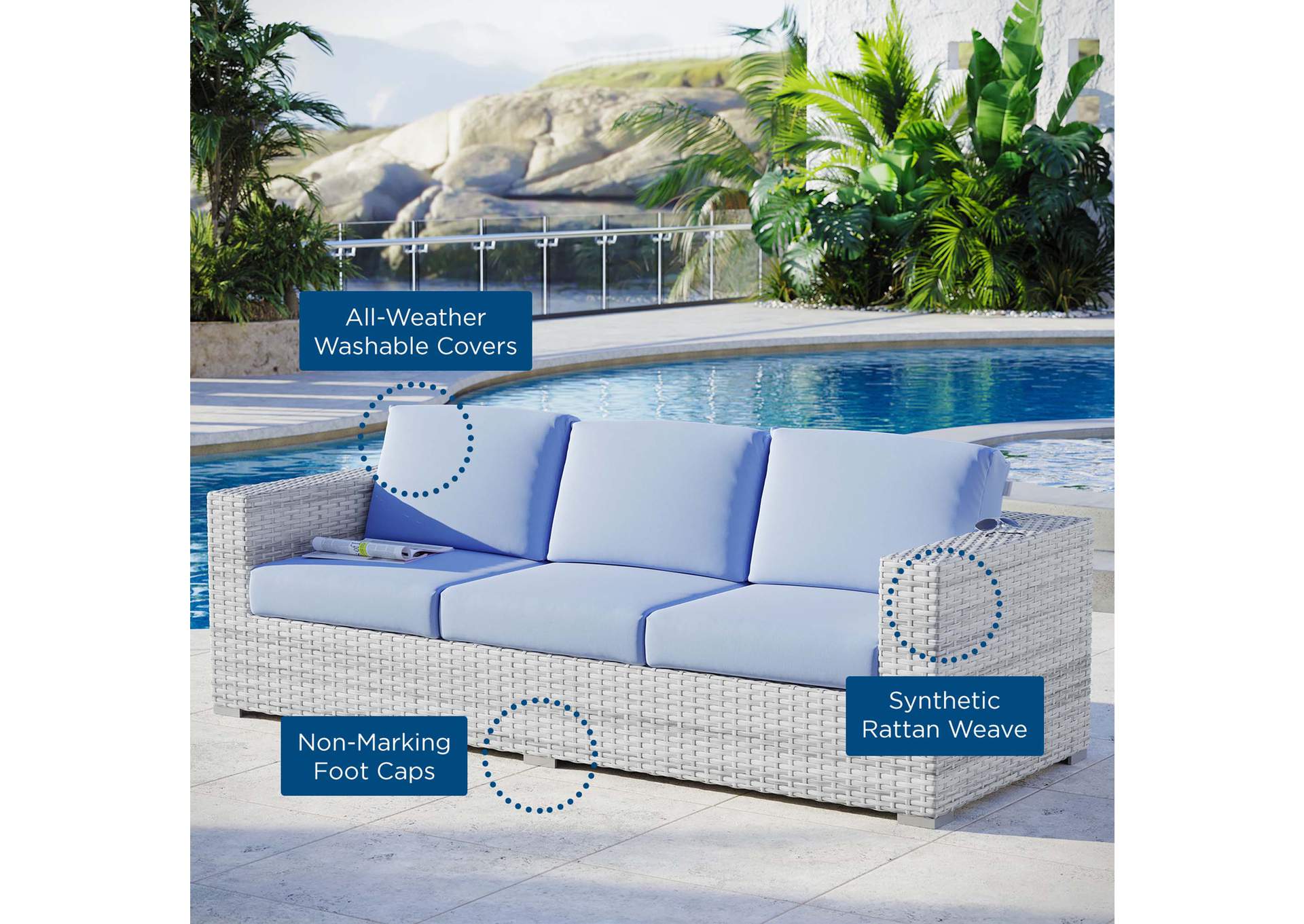 Convene Outdoor Patio Sofa,Modway