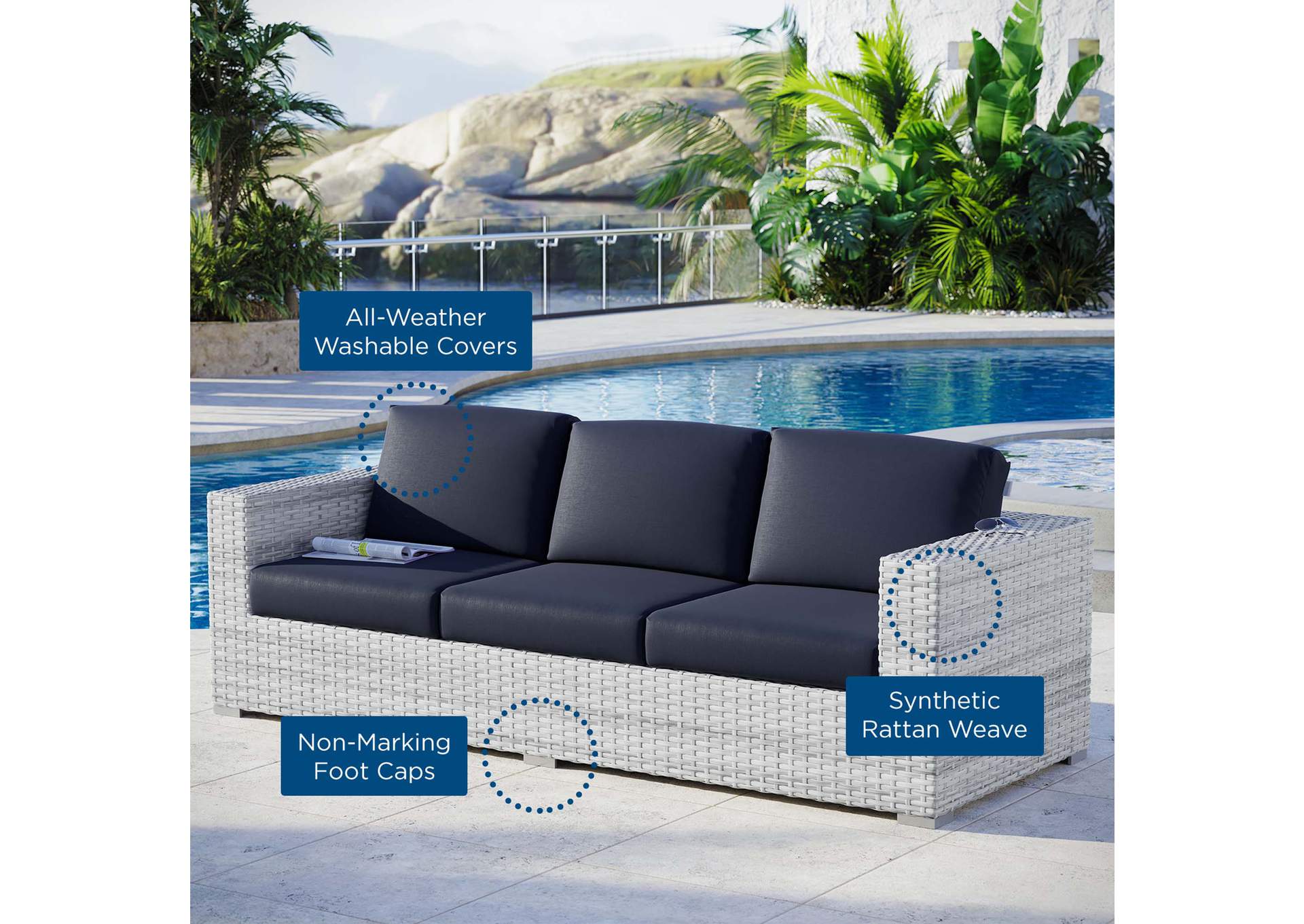 Convene Outdoor Patio Sofa,Modway