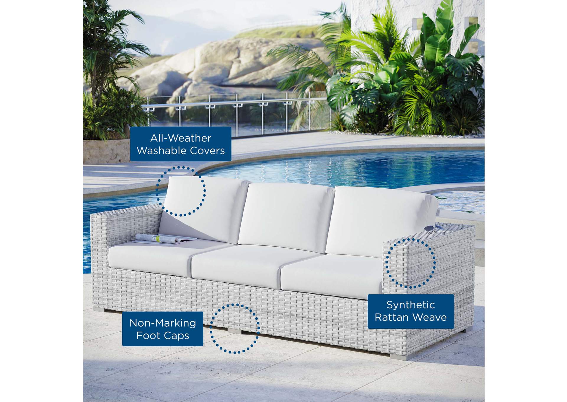 Convene Outdoor Patio Sofa,Modway