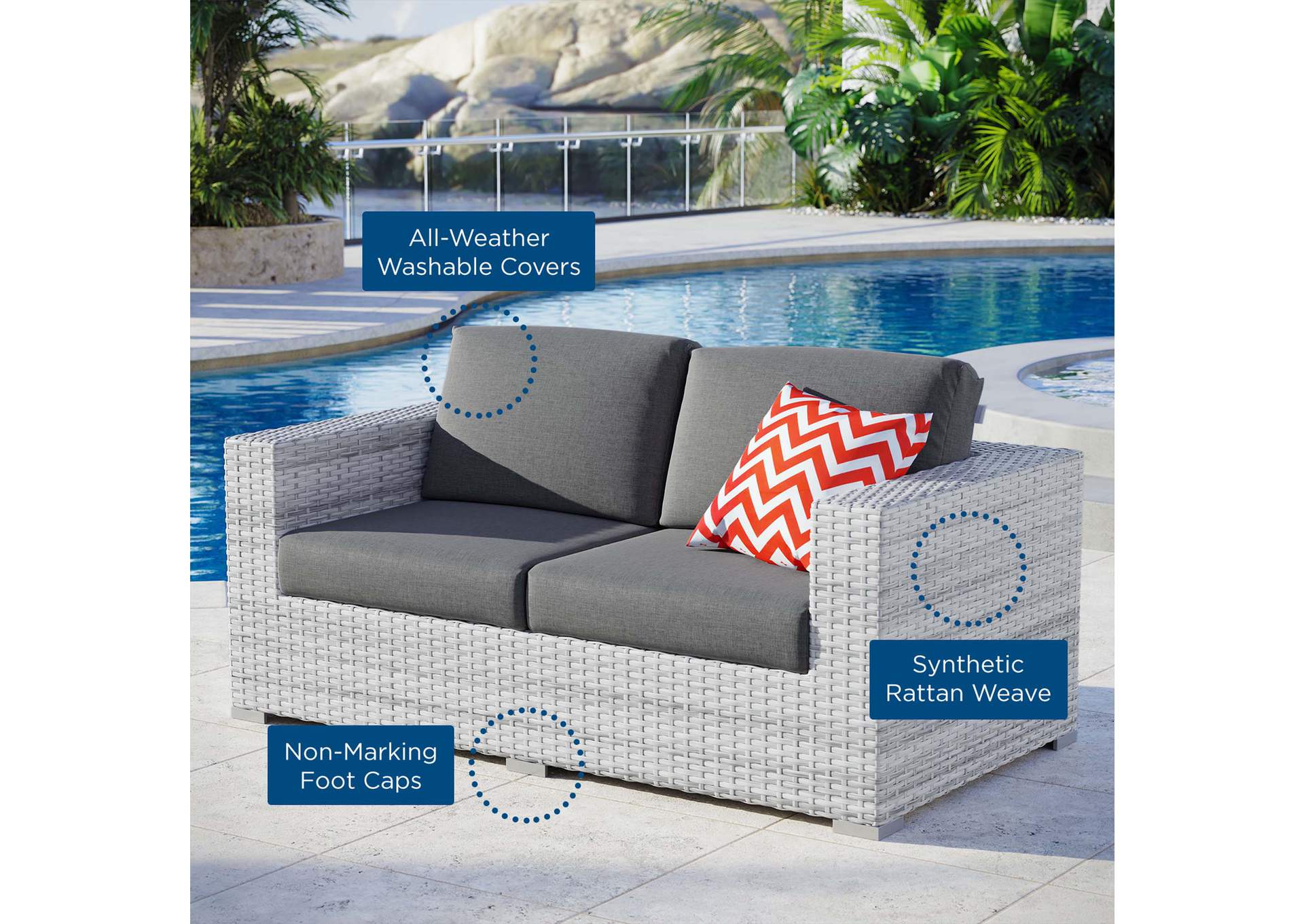 Convene Outdoor Patio Loveseat,Modway