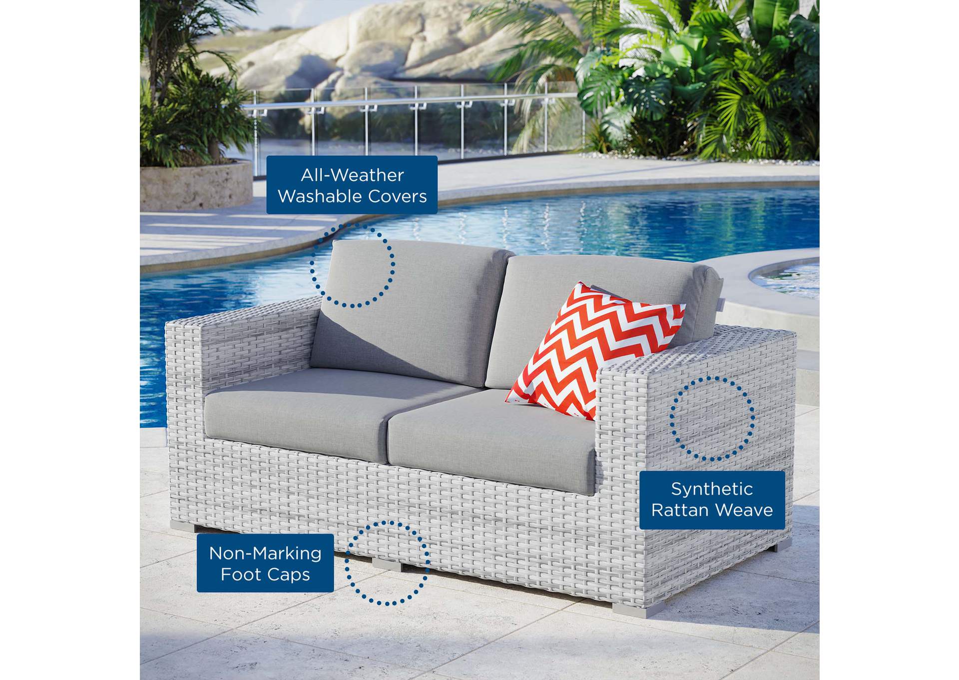 Convene Outdoor Patio Loveseat,Modway