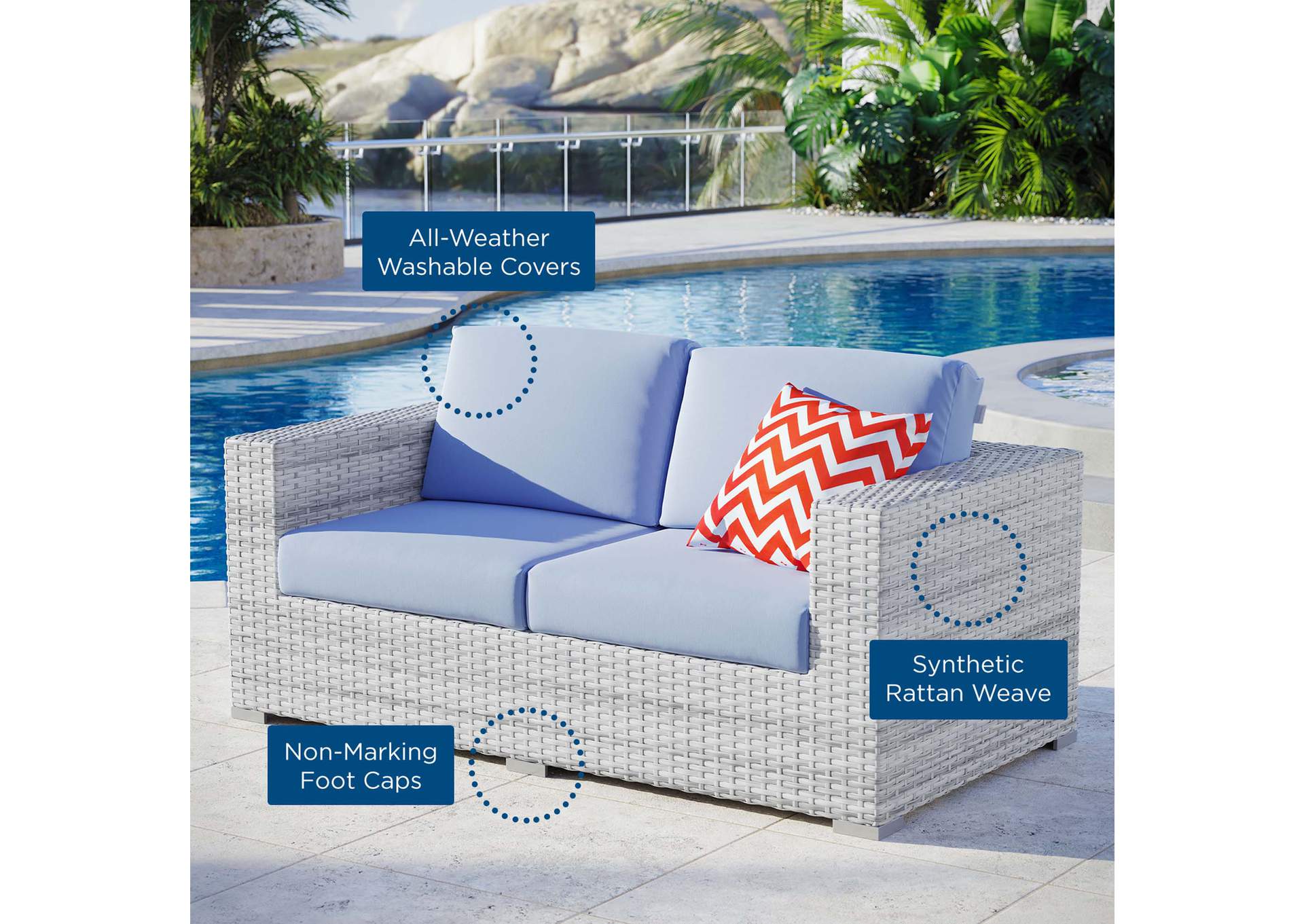 Convene Outdoor Patio Loveseat,Modway