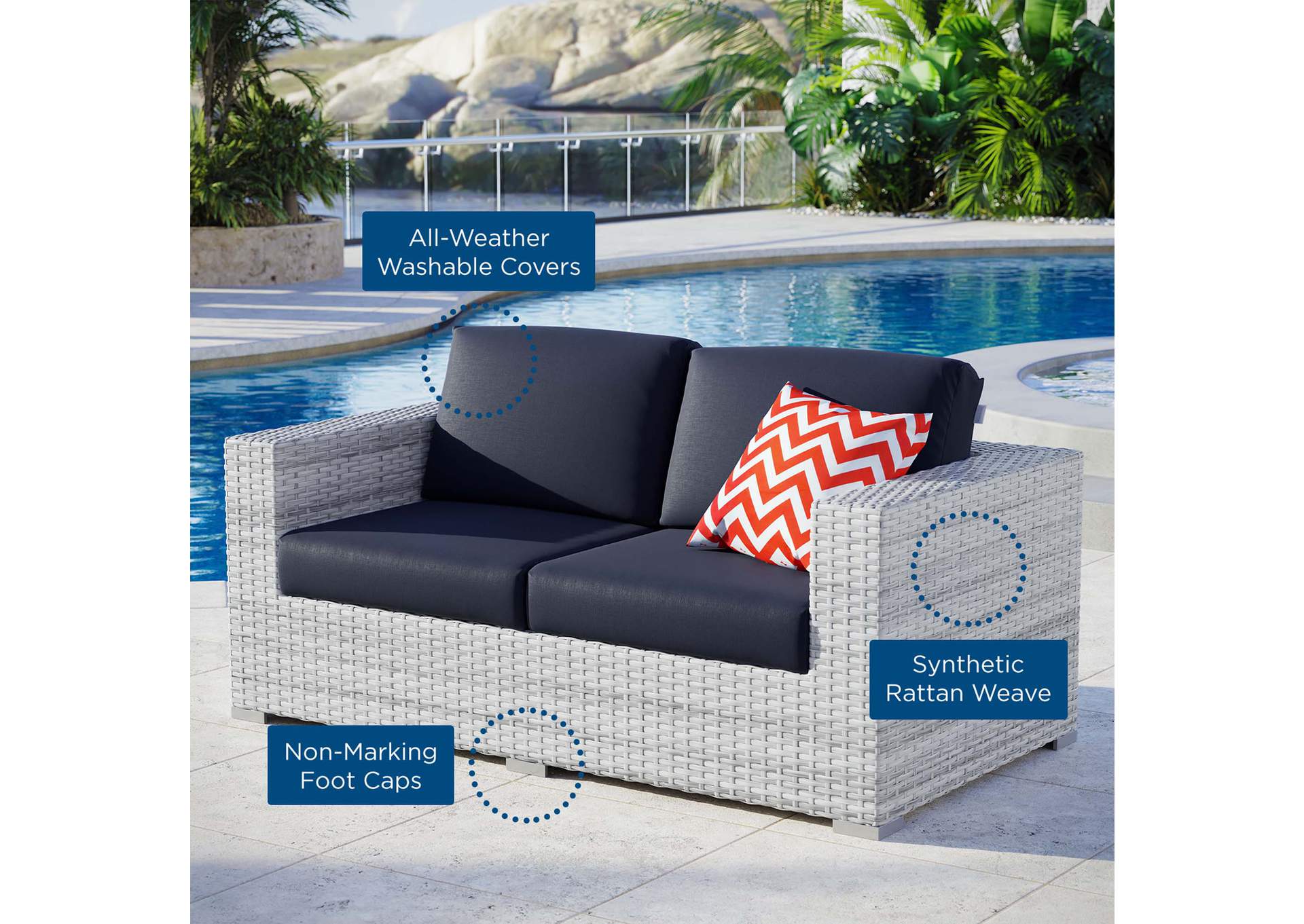 Convene Outdoor Patio Loveseat,Modway