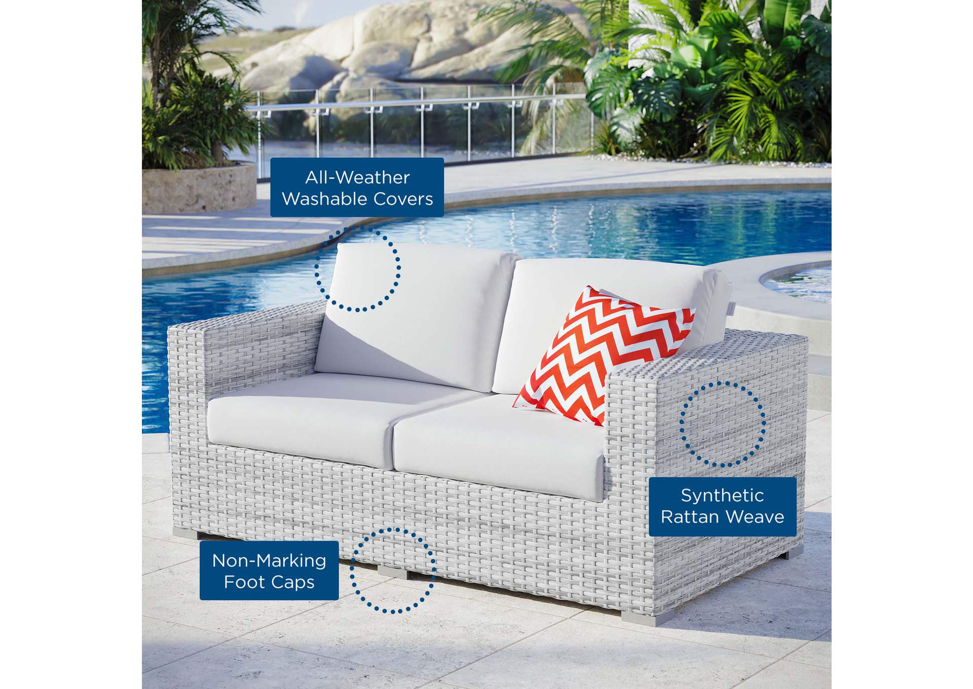 Convene Outdoor Patio Loveseat,Modway