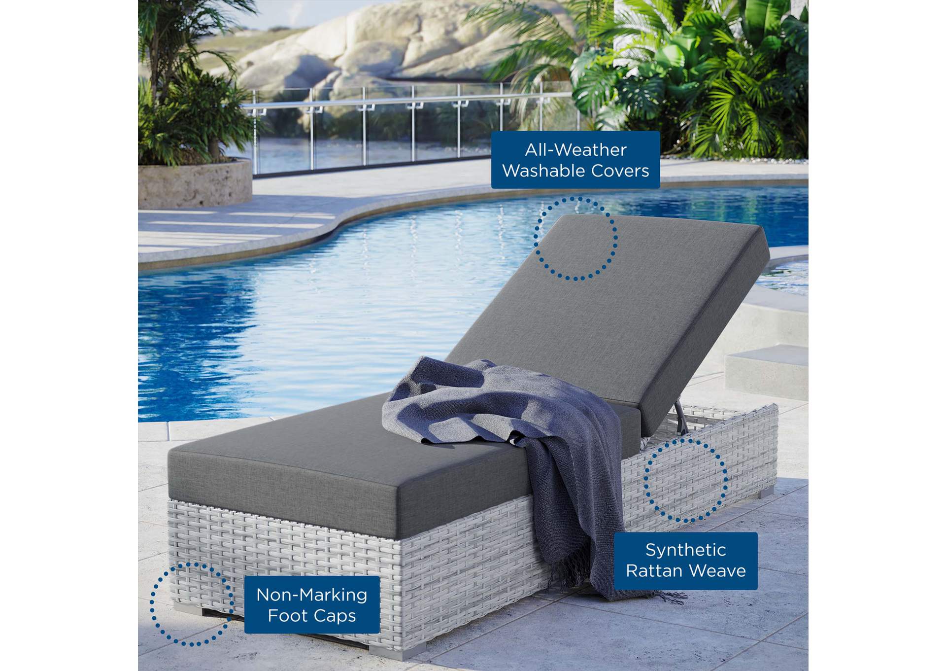 Convene Outdoor Patio Chaise,Modway