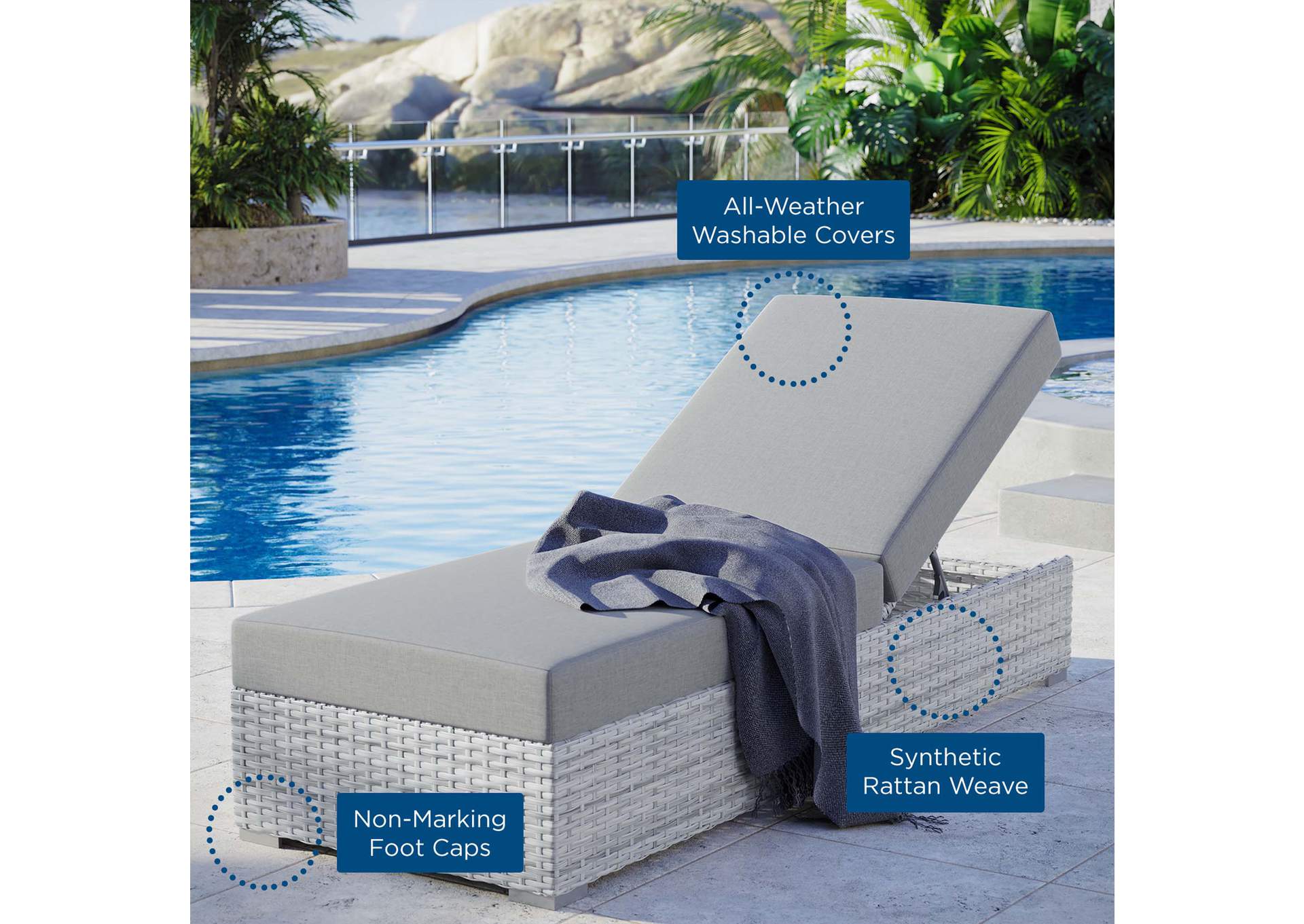 Convene Outdoor Patio Chaise,Modway