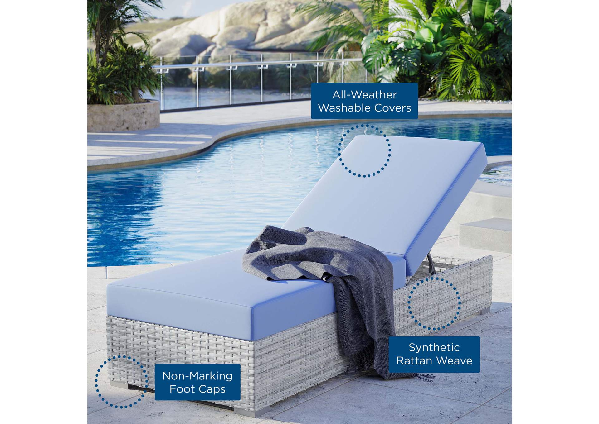 Convene Outdoor Patio Chaise,Modway