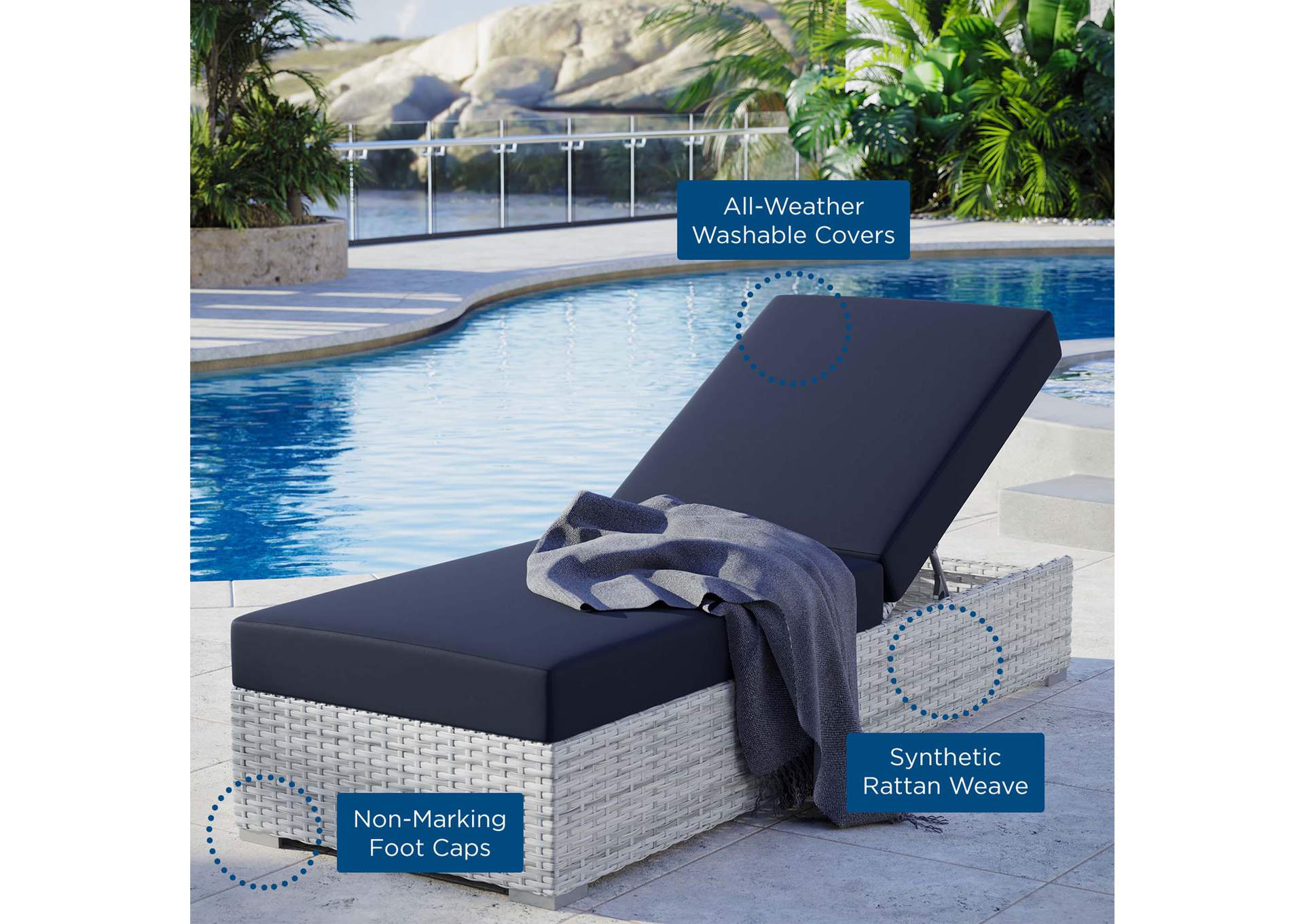 Convene Outdoor Patio Chaise,Modway