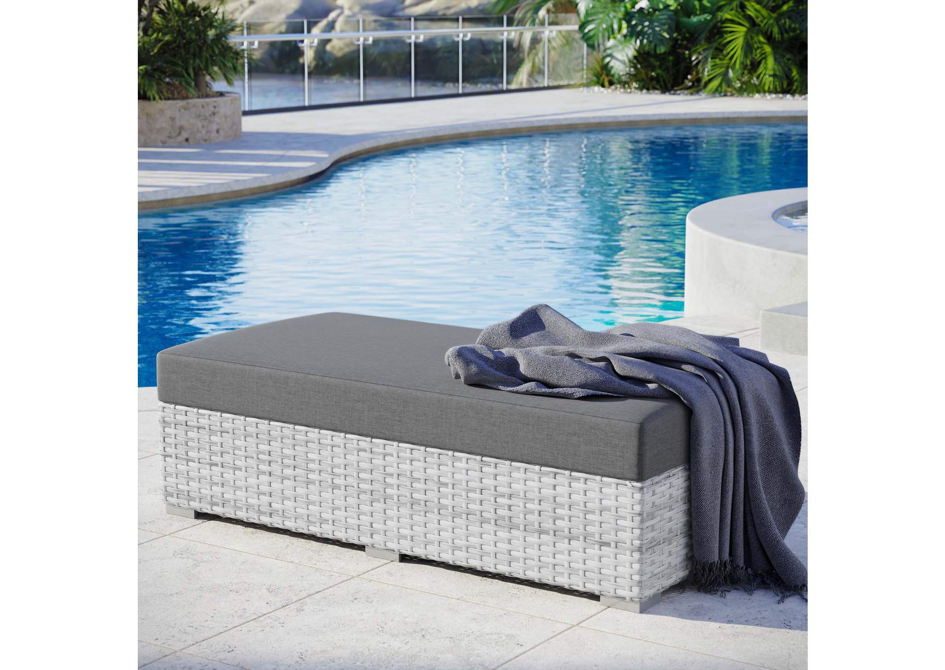 Convene Outdoor Patio Rectangular Ottoman,Modway