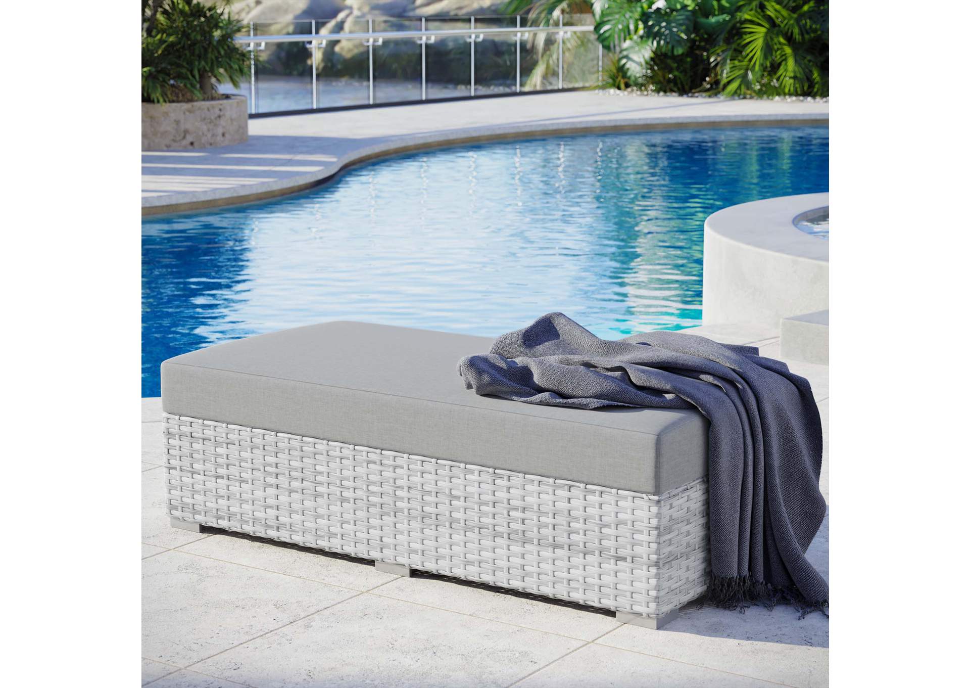 Convene Outdoor Patio Rectangular Ottoman,Modway