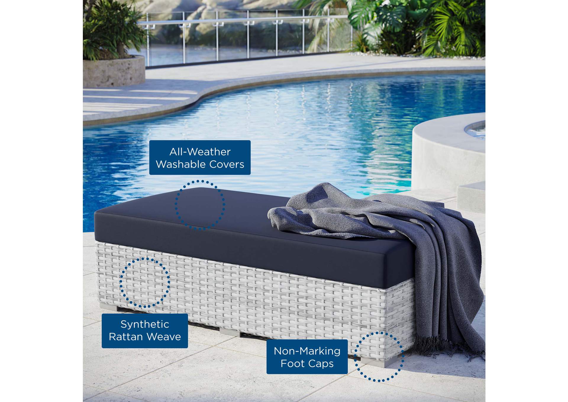 Convene Outdoor Patio Rectangular Ottoman,Modway