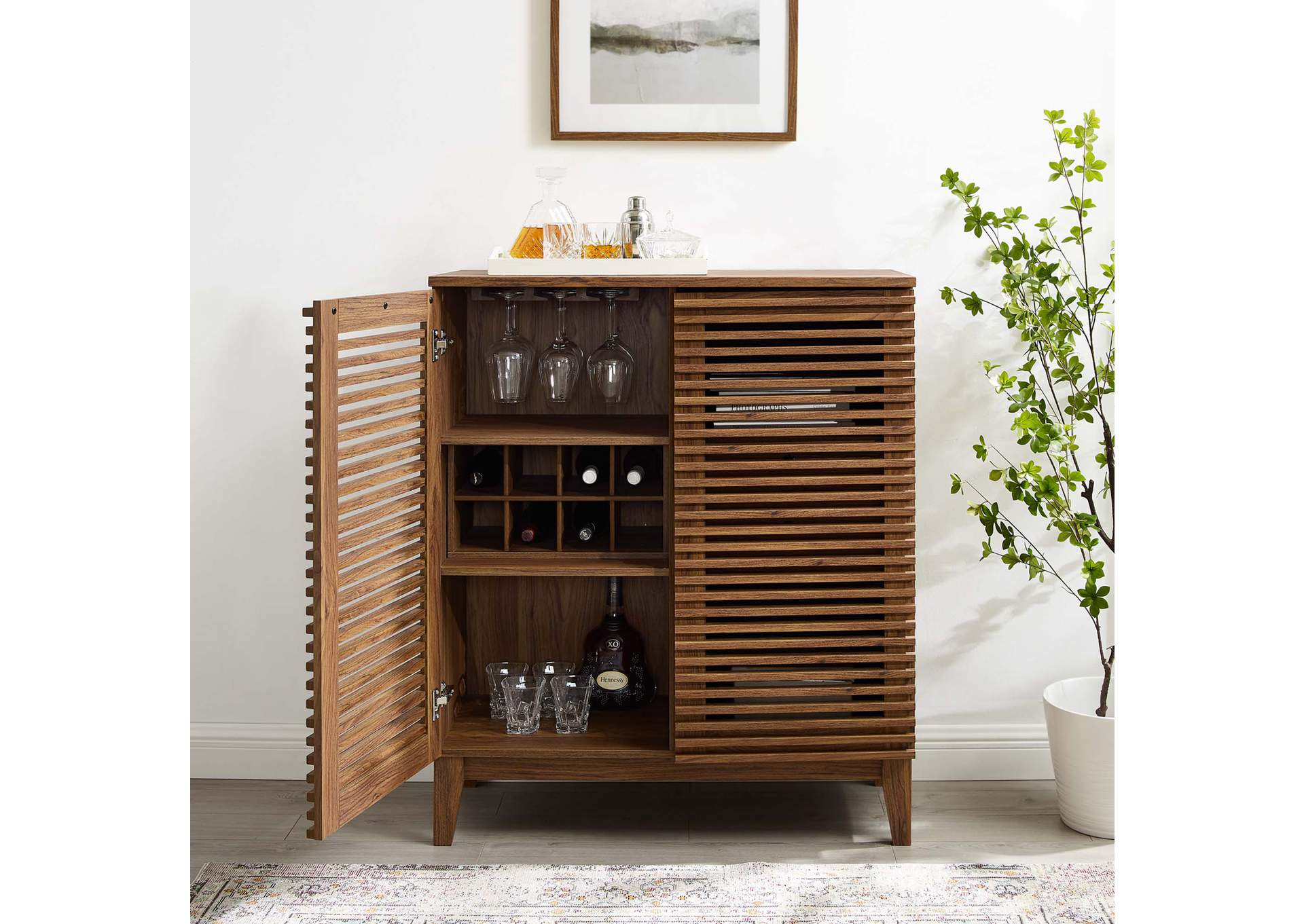 Walnut Render Bar Cabinet,Modway