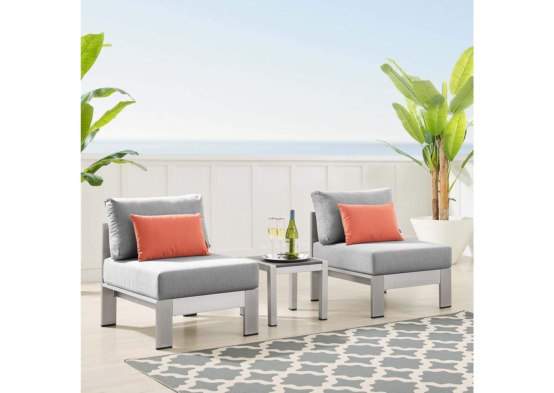 Silver Gray Shore Sunbrella,Modway