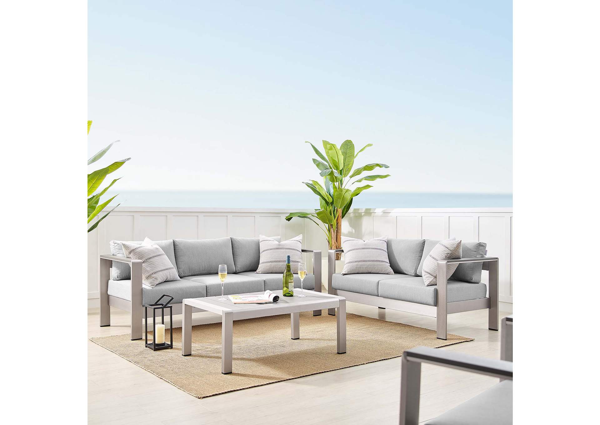 Silver Gray Shore Sunbrella,Modway