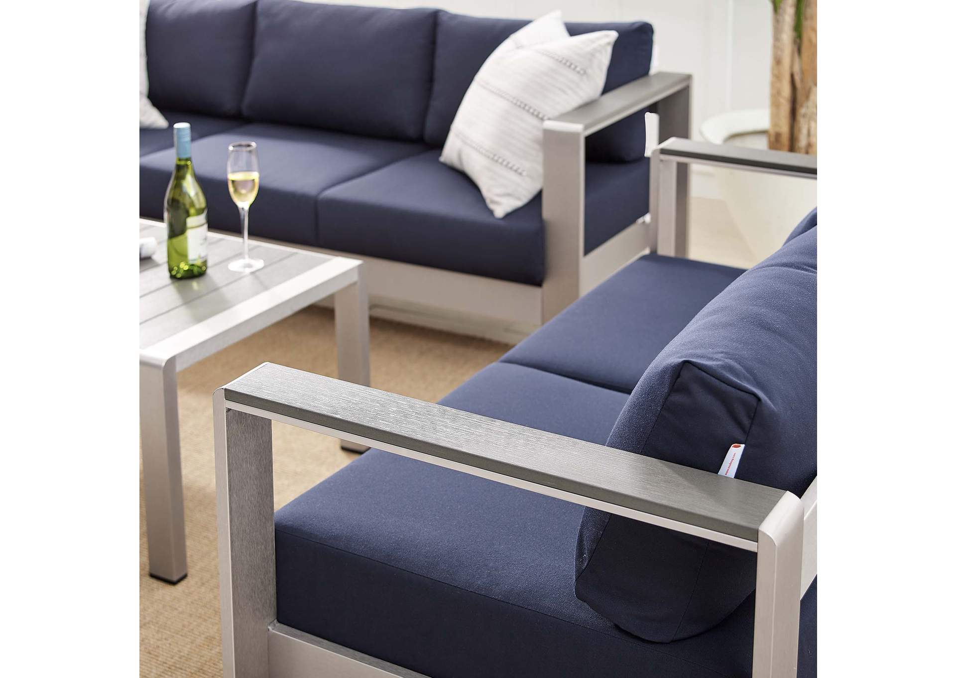Silver Navy Shore Sunbrella,Modway
