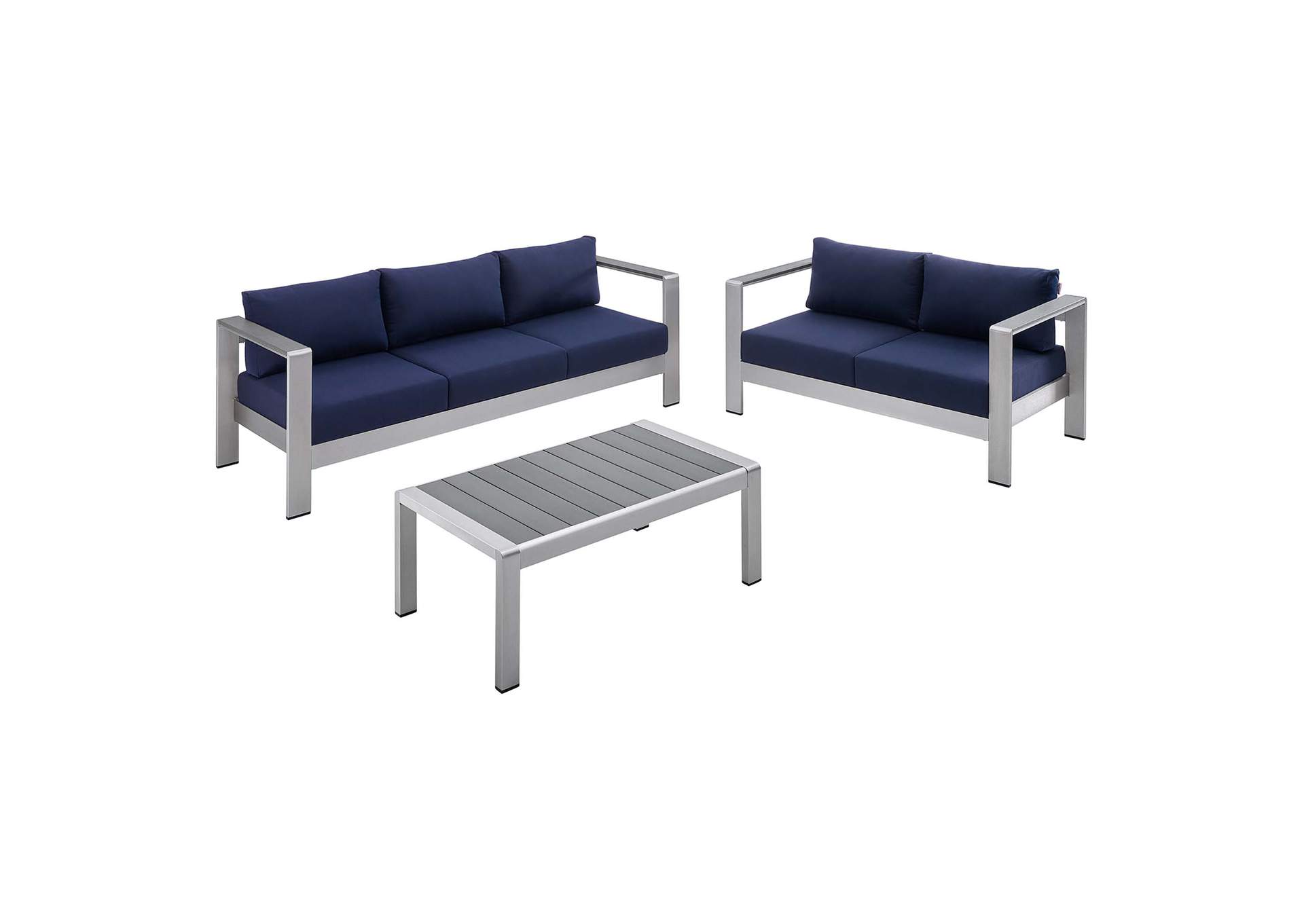 Silver Navy Shore Sunbrella,Modway