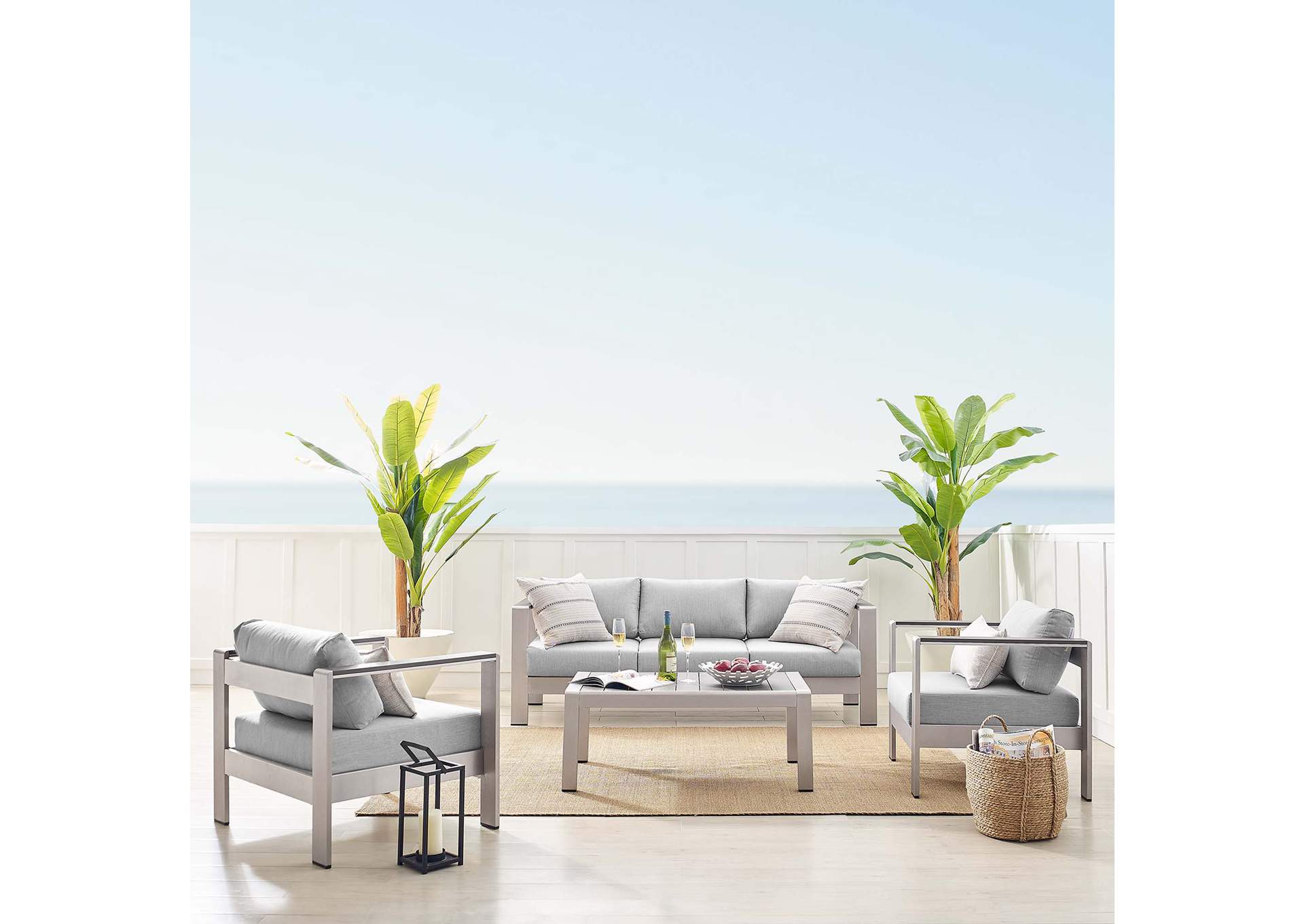 Silver Gray Shore Sunbrella,Modway