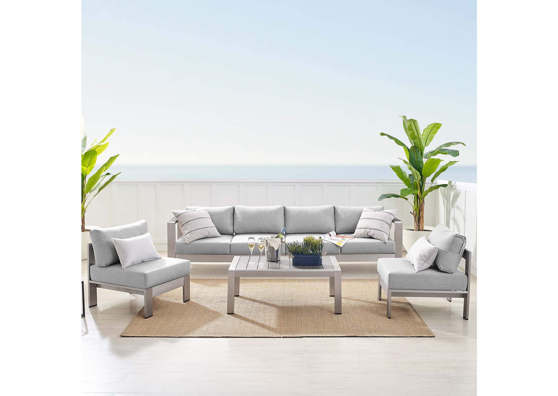 Silver Gray Shore Sunbrella,Modway
