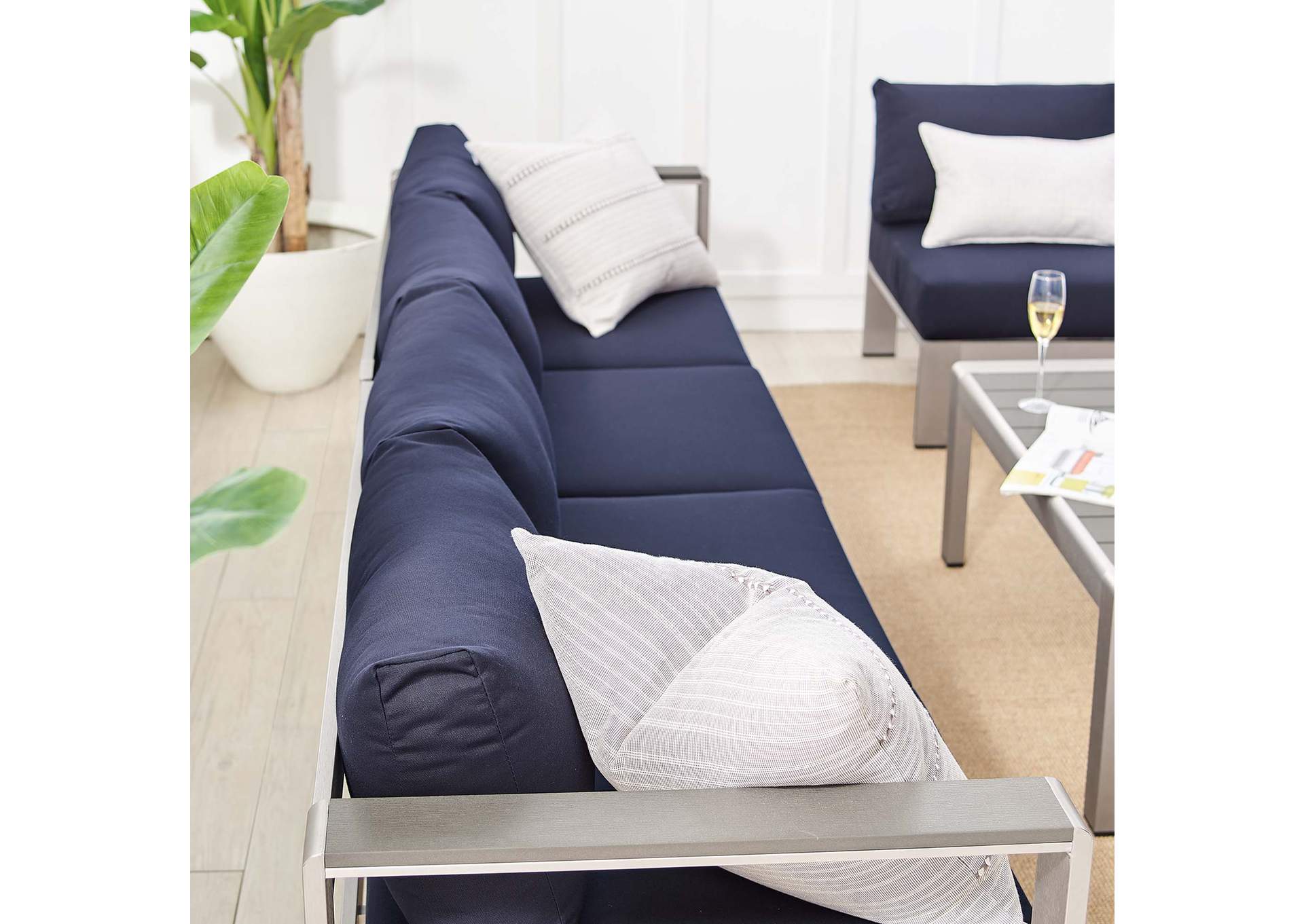 Silver Navy Shore Sunbrella,Modway