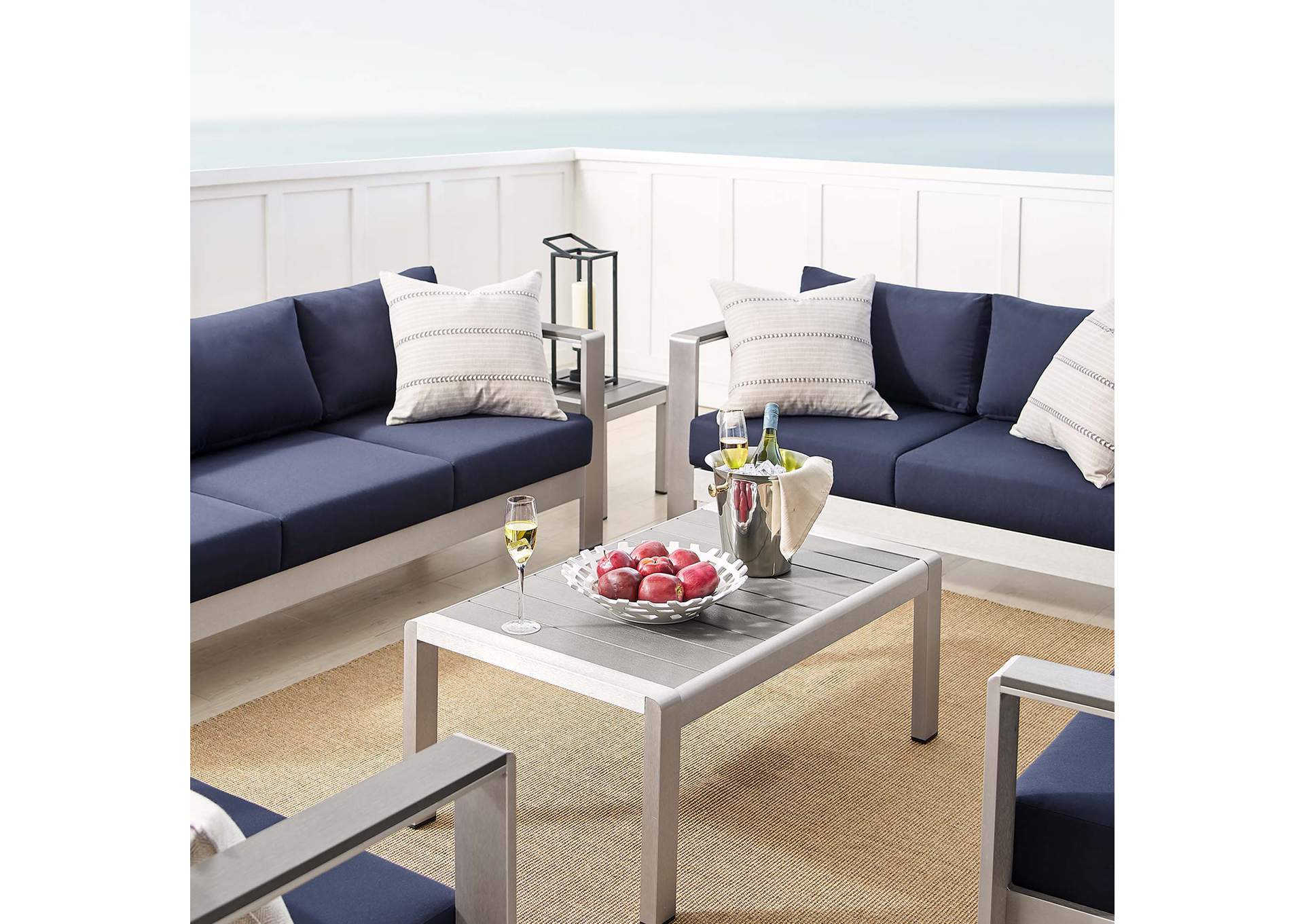 Silver Navy Shore Sunbrella,Modway