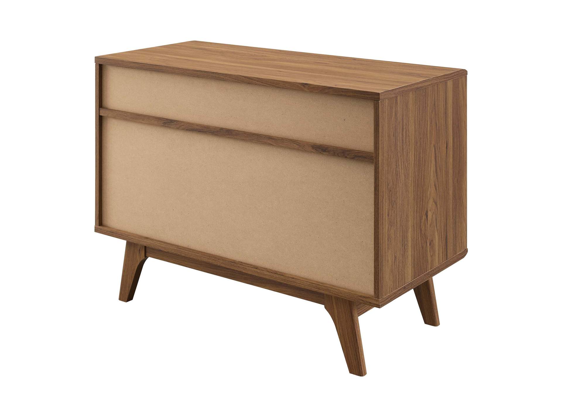 Walnut White Envision Vinyl Record Display Stand,Modway