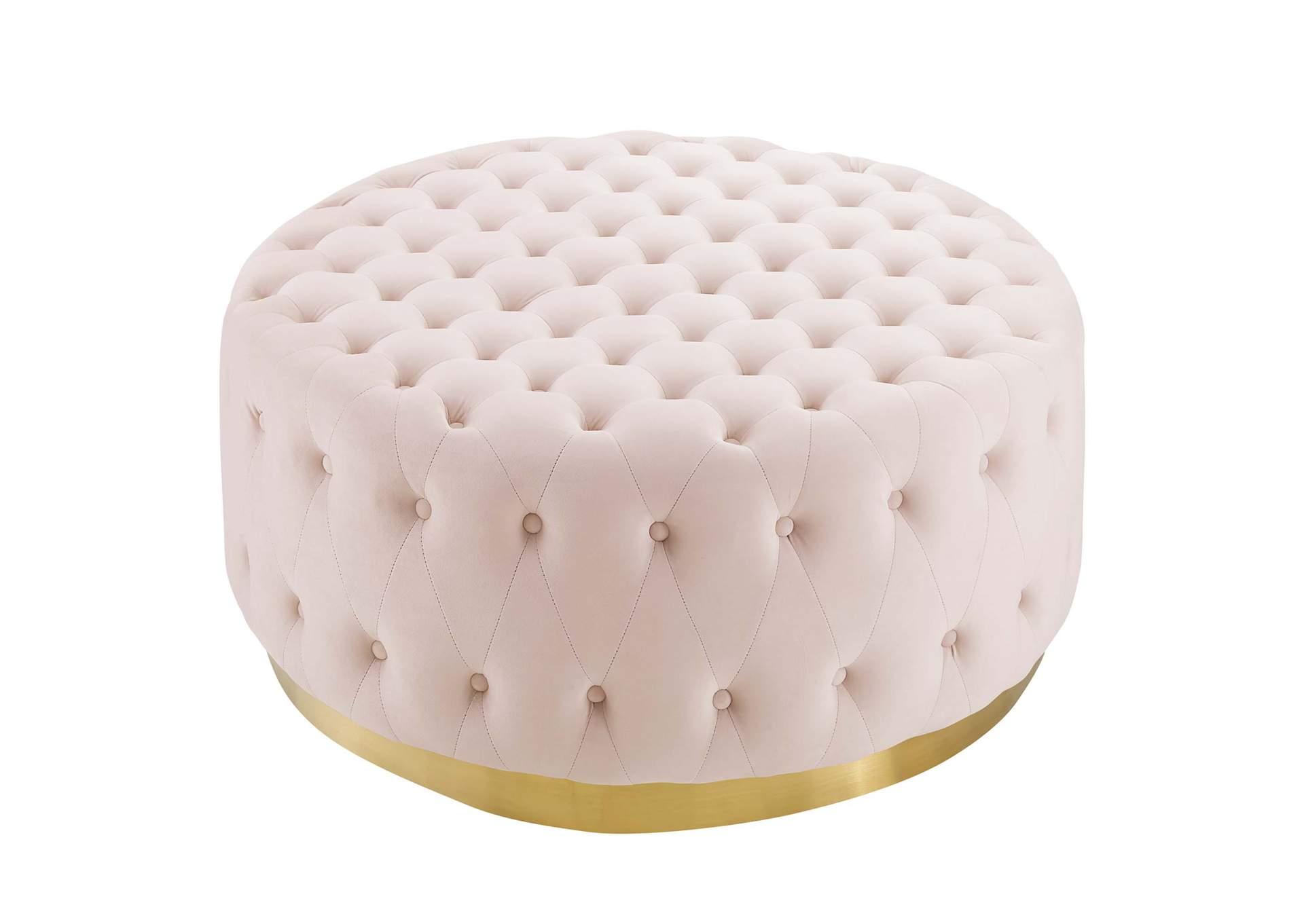 Pink Ensconce Tufted Performance Velvet Round Ottoman,Modway