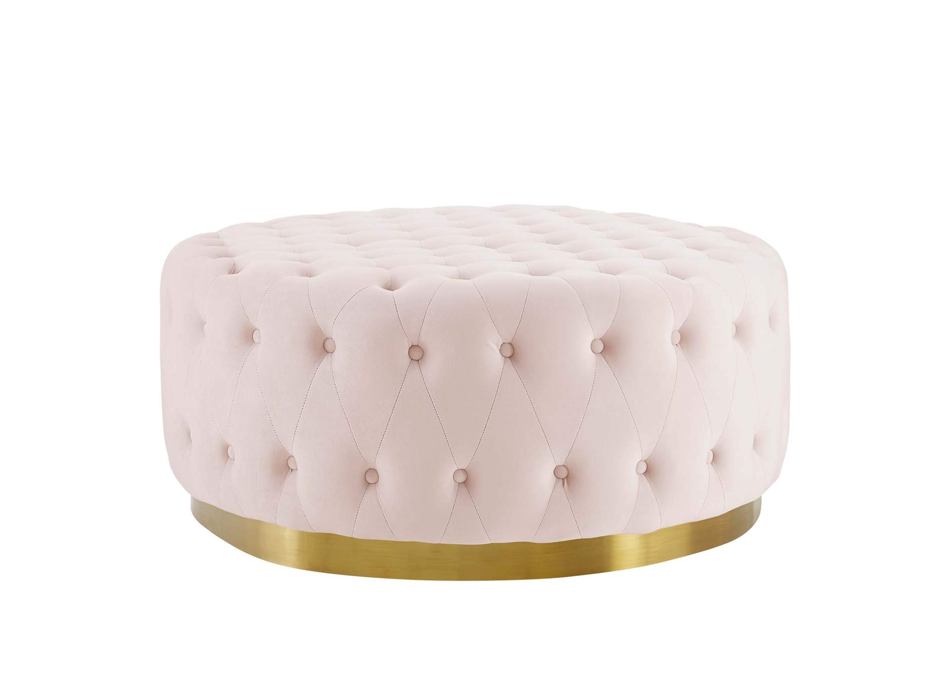 Pink Ensconce Tufted Performance Velvet Round Ottoman,Modway