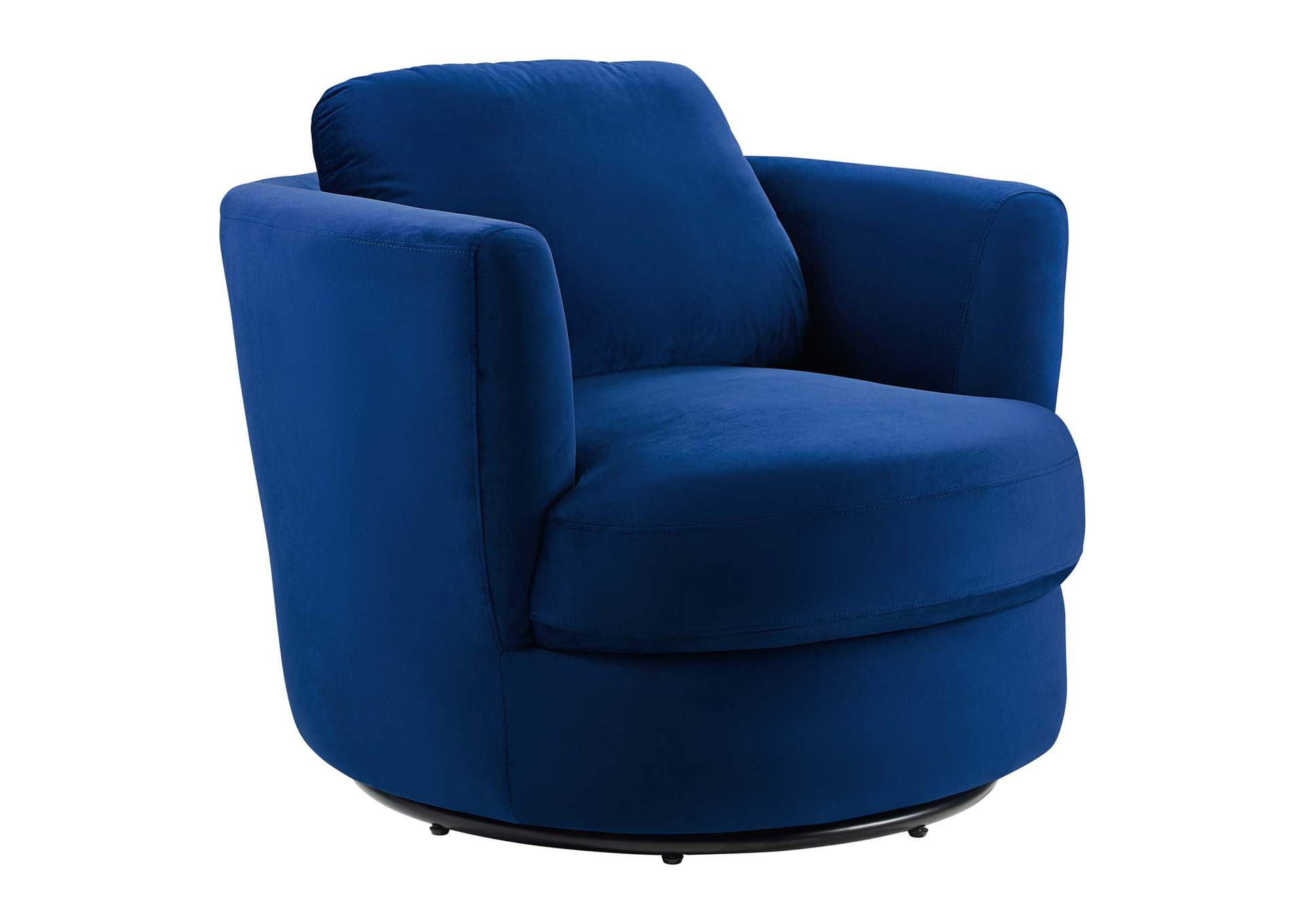 Navy Pirouette Performance Velvet Swivel Arm Chair,Modway