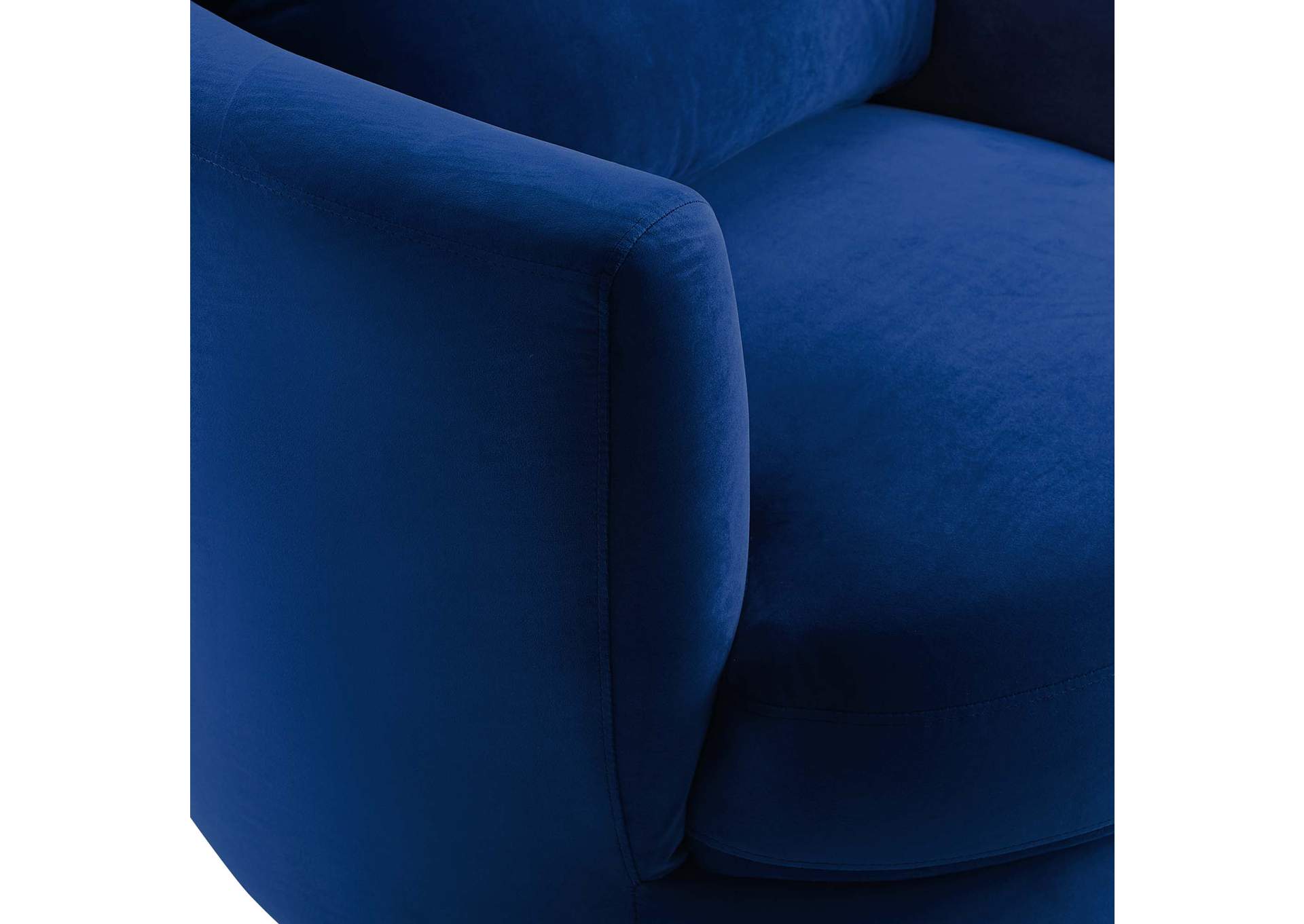 Navy Pirouette Performance Velvet Swivel Arm Chair,Modway