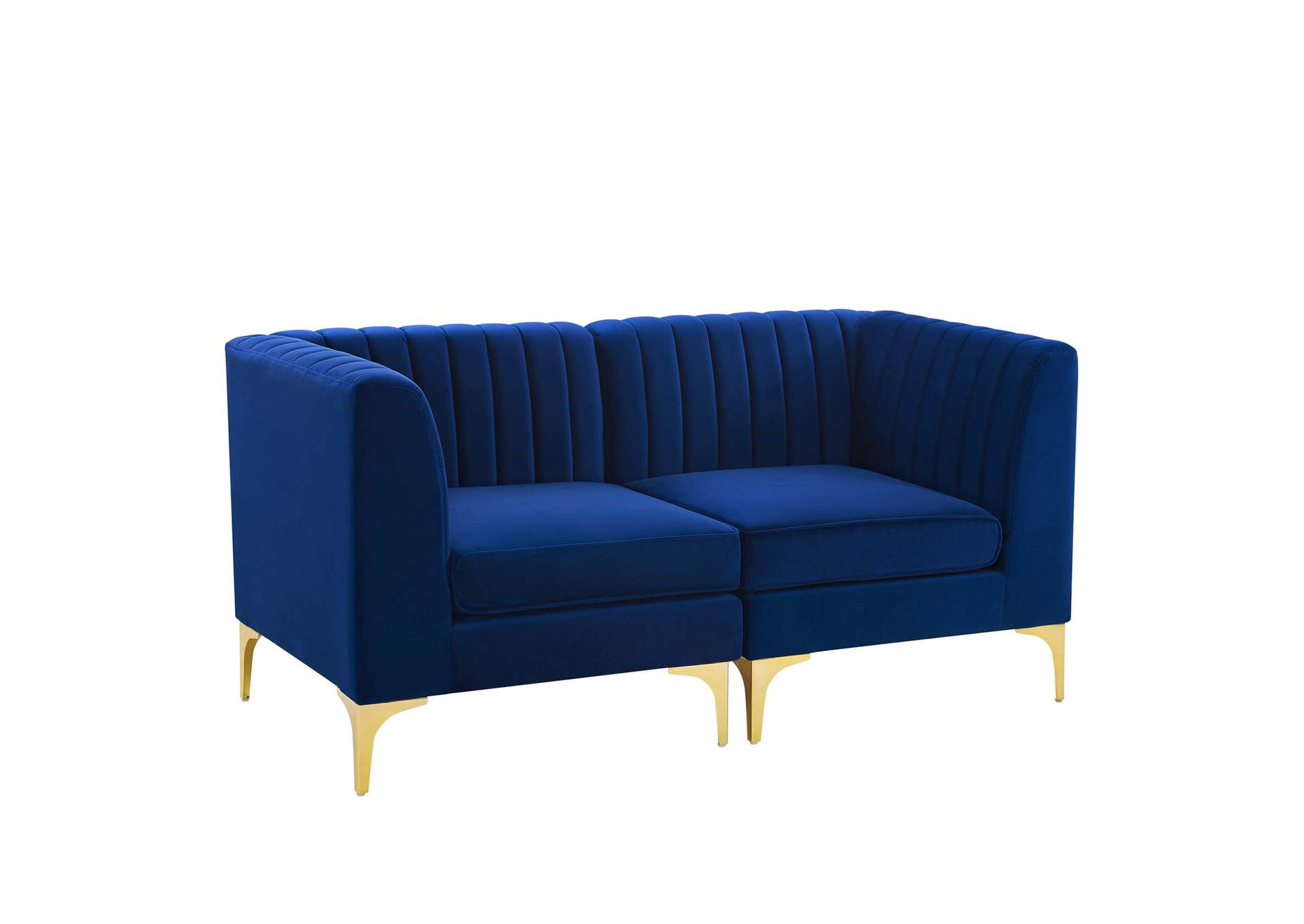 Navy Triumph Channel Tufted Performance Velvet Loveseat,Modway