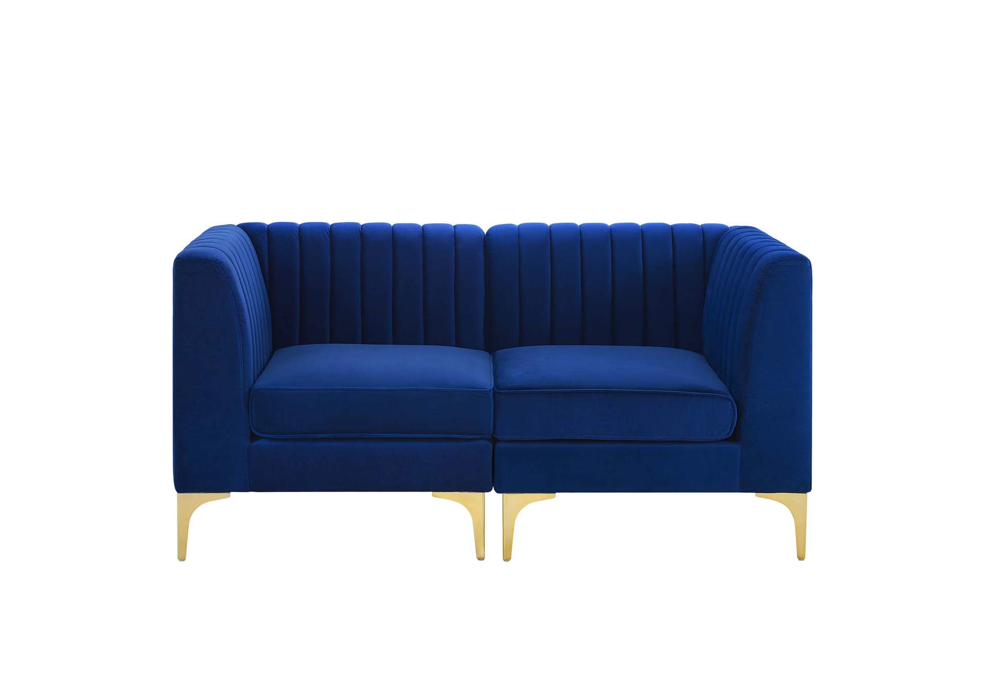 Navy Triumph Channel Tufted Performance Velvet Loveseat,Modway